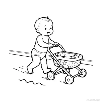 婴儿车 简笔画 素描 涂鸦 - 免费可打印 婴儿简笔画 下载PDF – 免费可打印简笔画涂色画