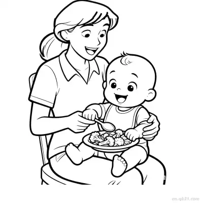 妈妈喂婴儿 简笔画 素描 涂鸦 - 免费可打印 婴儿简笔画 下载PDF – 免费可打印简笔画涂色画
