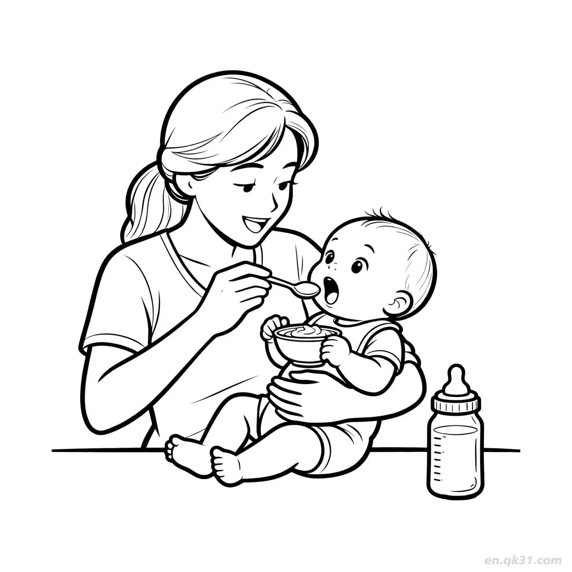 妈妈喂婴儿 2简笔画 素描 涂鸦 - 免费可打印 婴儿简笔画 下载PDF简笔画涂色画 – 为儿童和成人提供的免费可打印简笔画涂色画