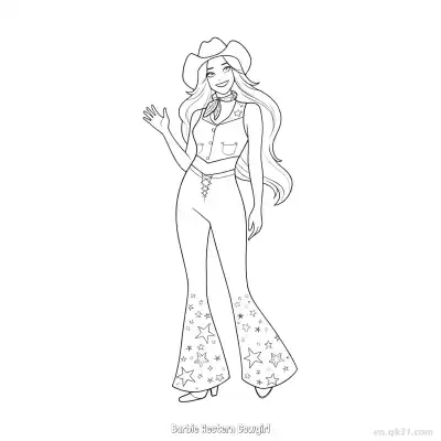 芭比西部牛仔女郎 简笔画 素描 涂鸦 - 免费可打印 芭比娃娃简笔画 下载PDF – 免费可打印简笔画涂色画