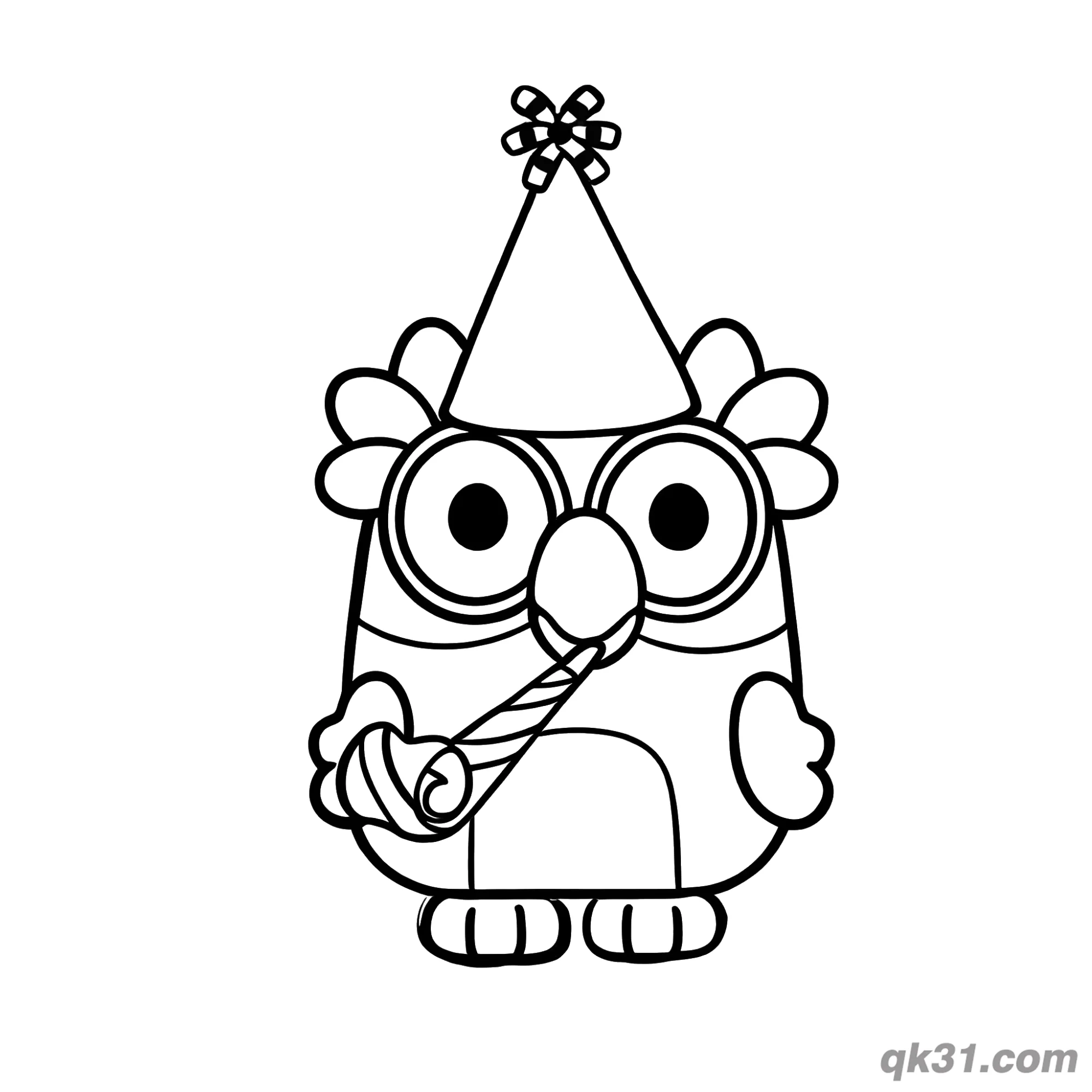 免费 Chattermax生日派对吹蜡烛简笔画涂色页 | 免费可打印PDF 简笔画涂色页