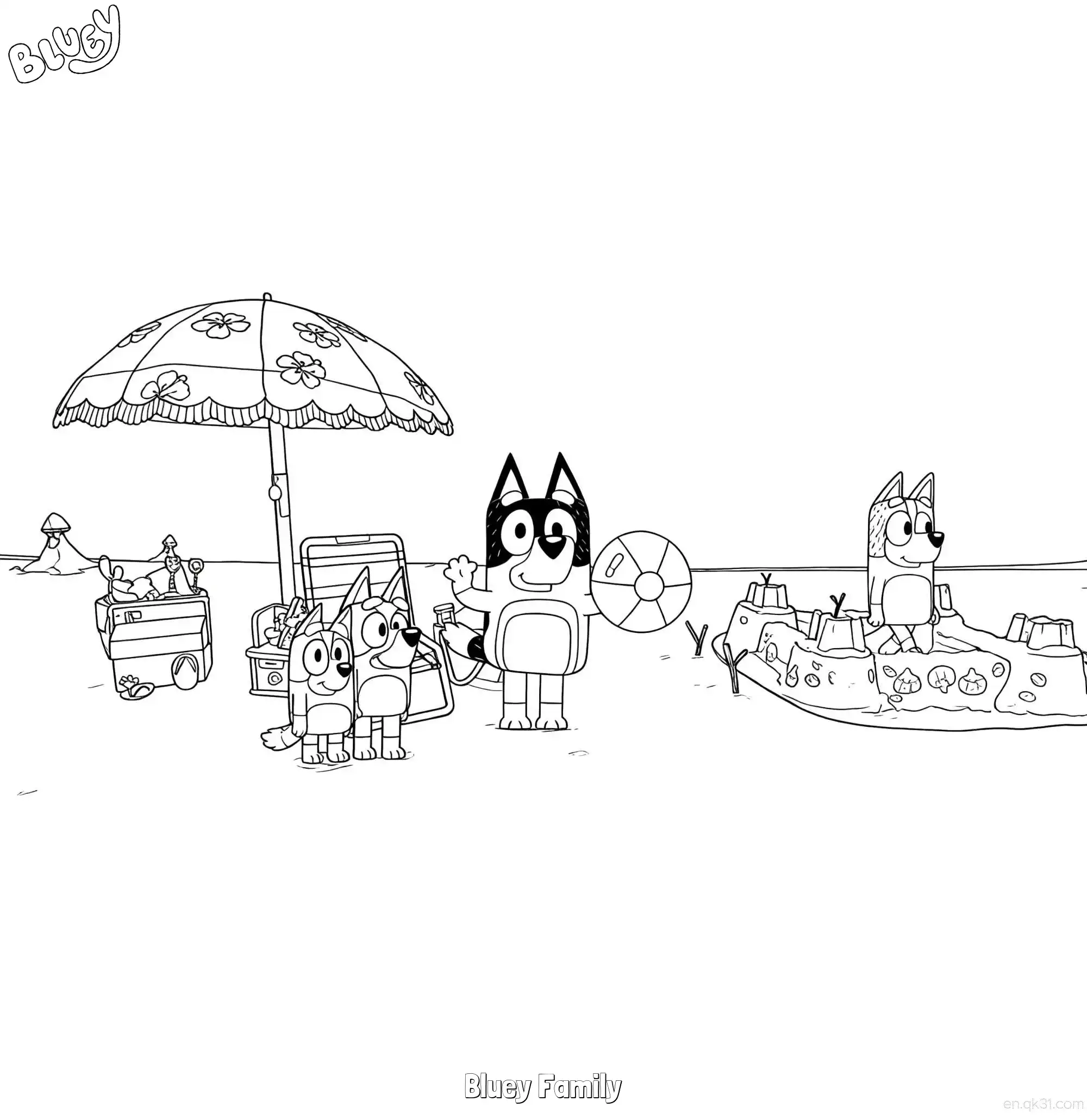 免费 布鲁伊一家 2简笔画 素描 涂鸦 - 免费可打印布鲁伊 下载PDF 简笔画涂色页