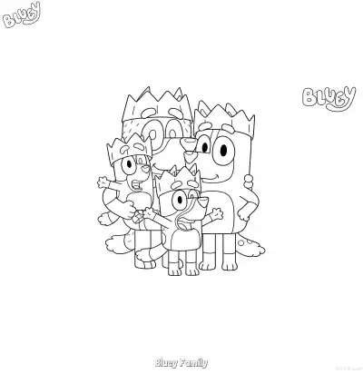 布鲁伊一家 4简笔画 素描 涂鸦 - 免费可打印布鲁伊 下载PDF – 免费可打印简笔画涂色画