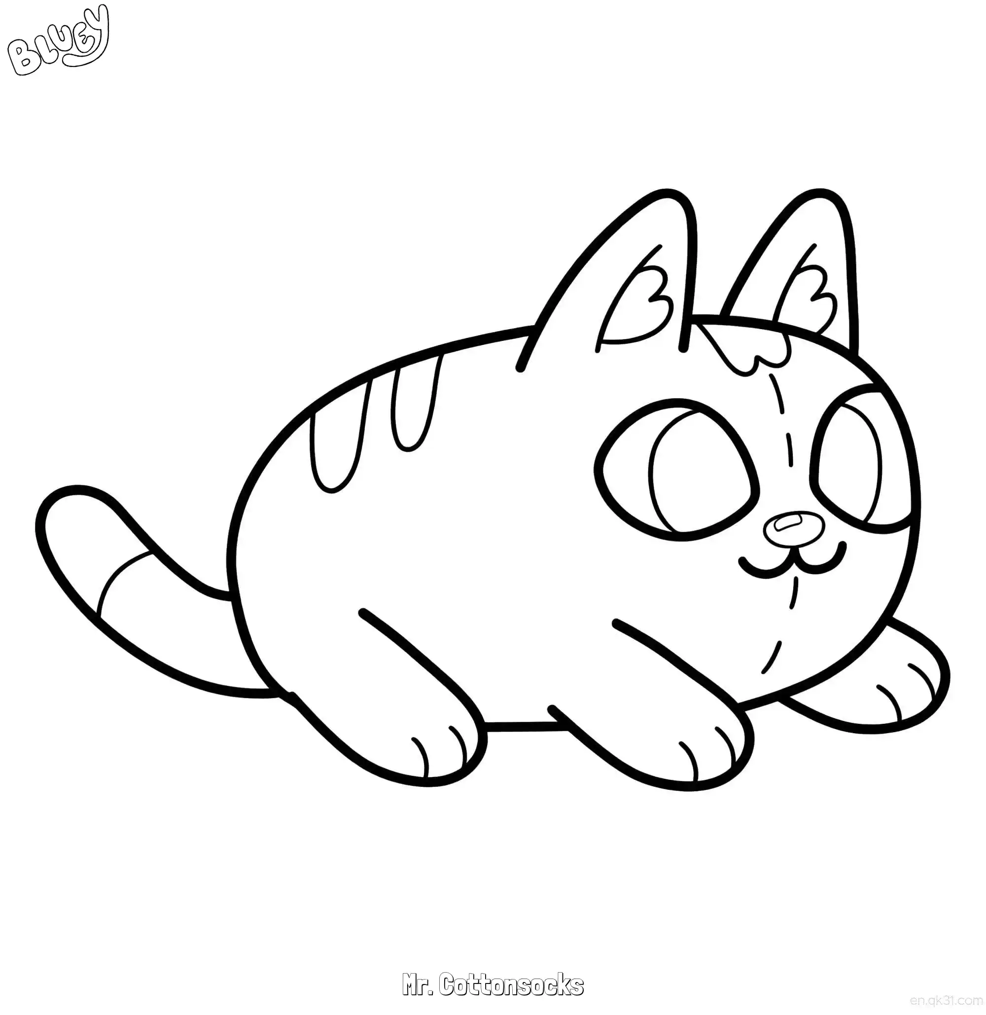 免费 棉袜先生 简笔画 素描 涂鸦 - 免费可打印布鲁伊 下载PDF 简笔画涂色页
