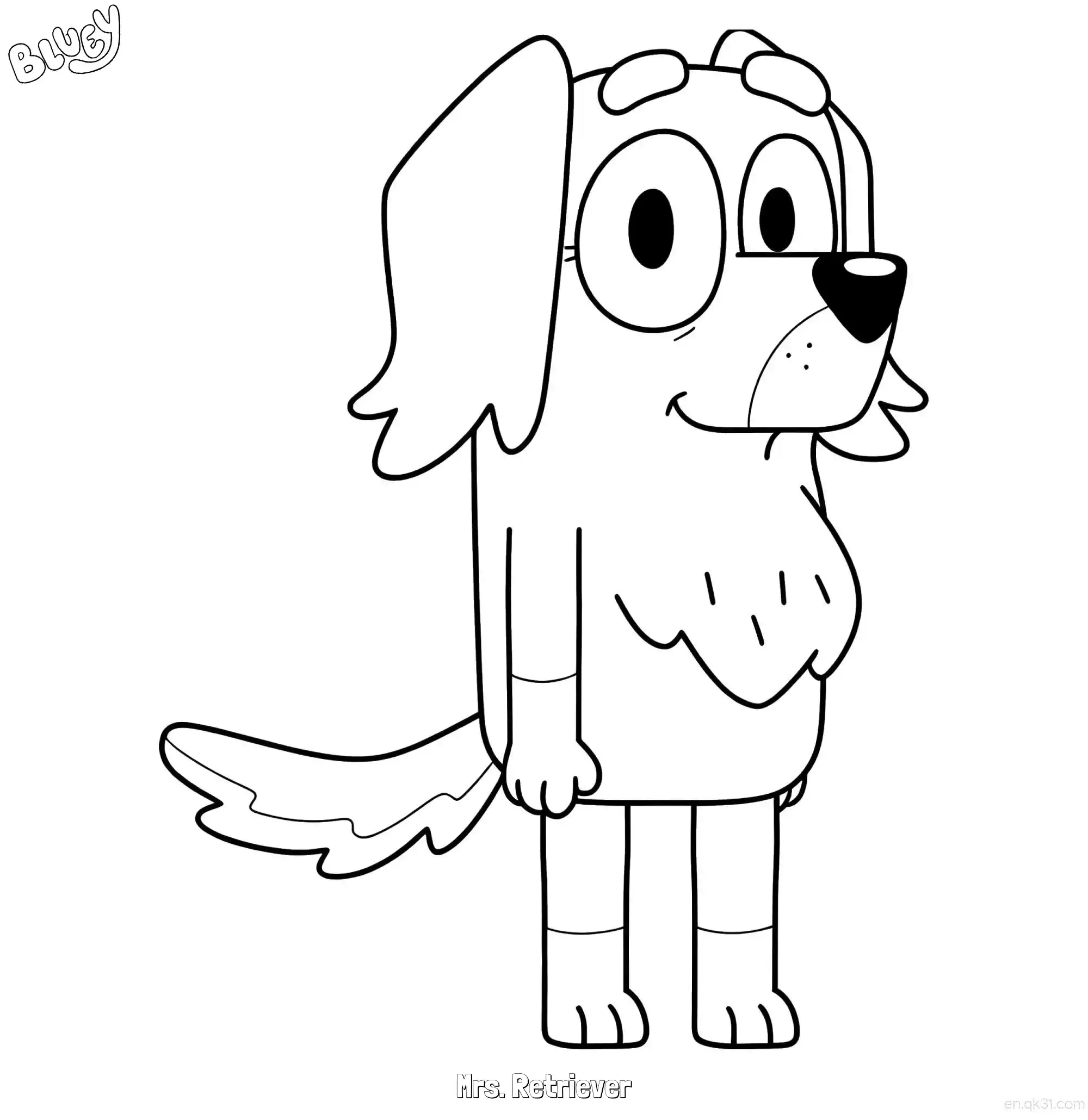 免费 寻回犬夫人 简笔画 素描 涂鸦 - 免费可打印布鲁伊 下载PDF 简笔画涂色页