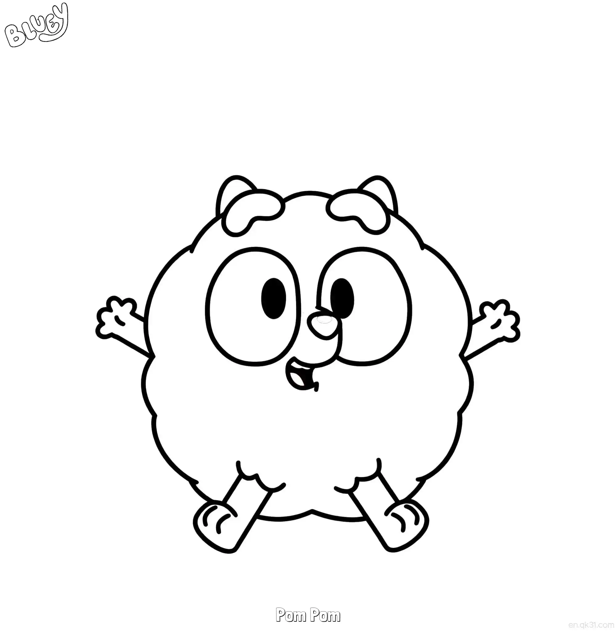 免费 蓬蓬 简笔画 素描 涂鸦 - 免费可打印布鲁伊 下载PDF 简笔画涂色页
