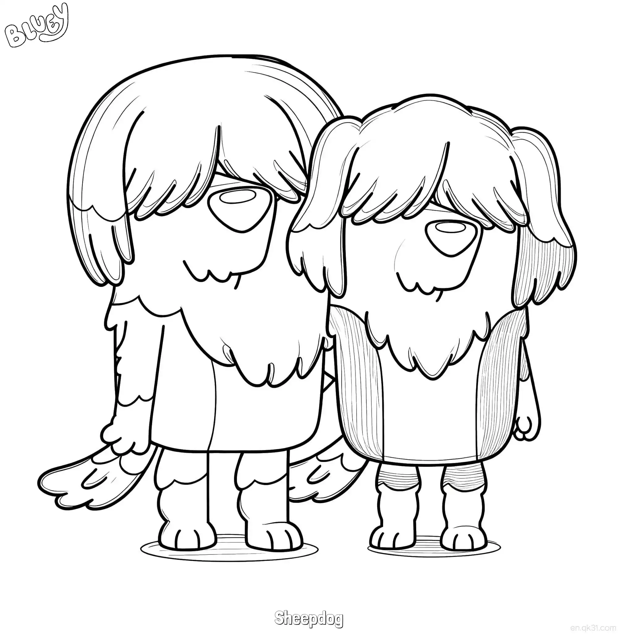 免费 牧羊犬 简笔画 素描 涂鸦 - 免费可打印布鲁伊 下载PDF 简笔画涂色页