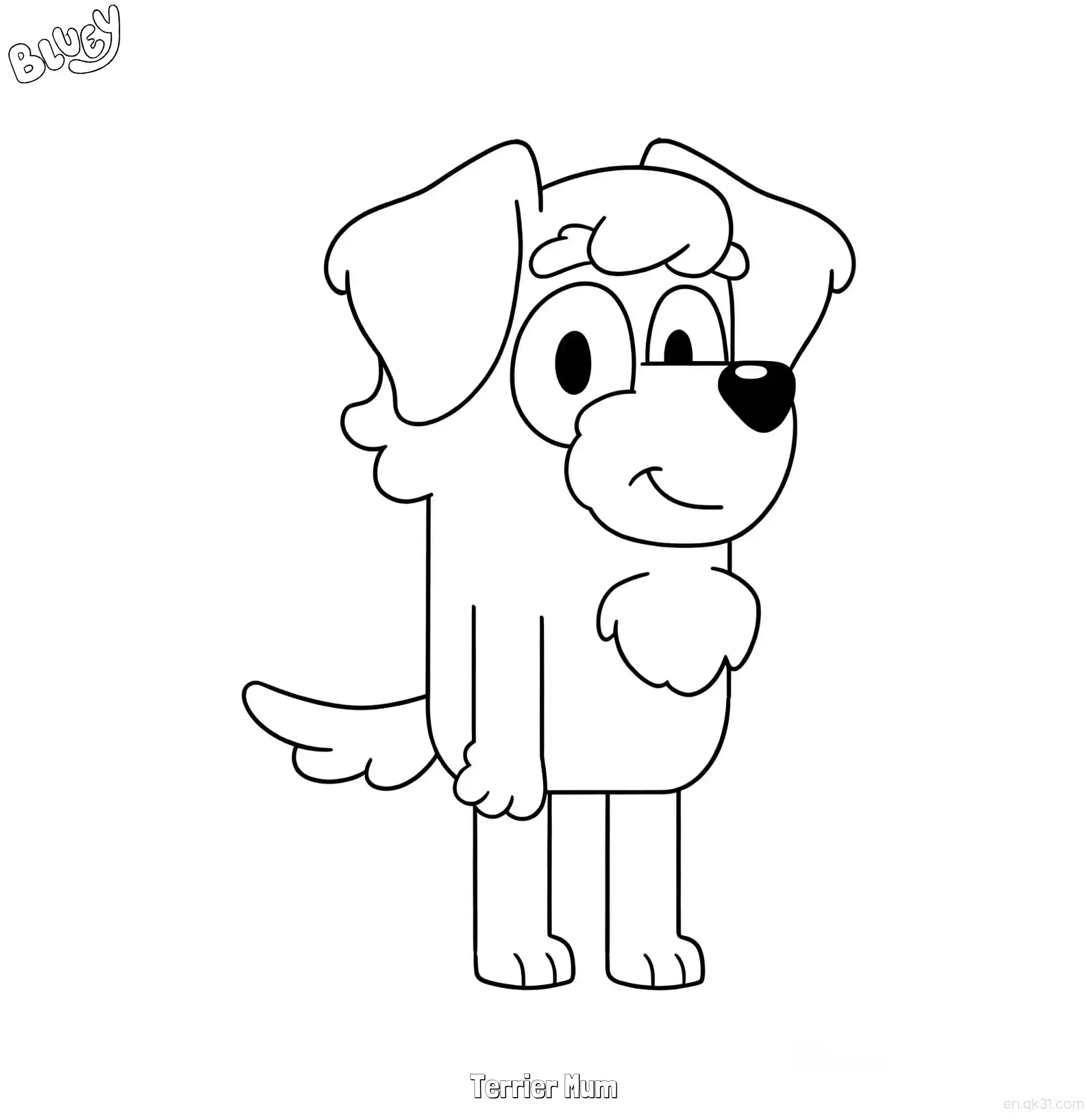 免费 㹴犬妈妈 简笔画 素描 涂鸦 - 免费可打印布鲁伊 下载PDF 简笔画涂色页