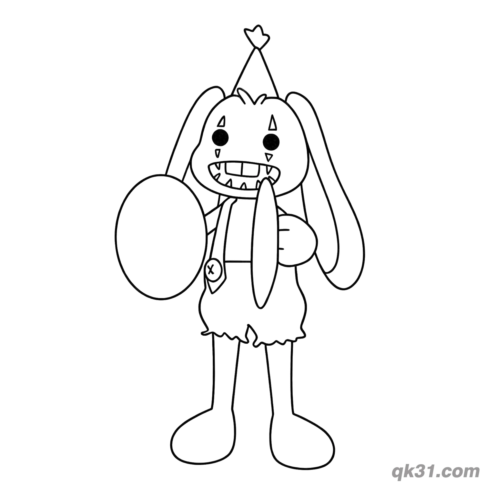 免费 诡异简单的邦佐兔拿钹简笔画涂色页 简笔画涂色页