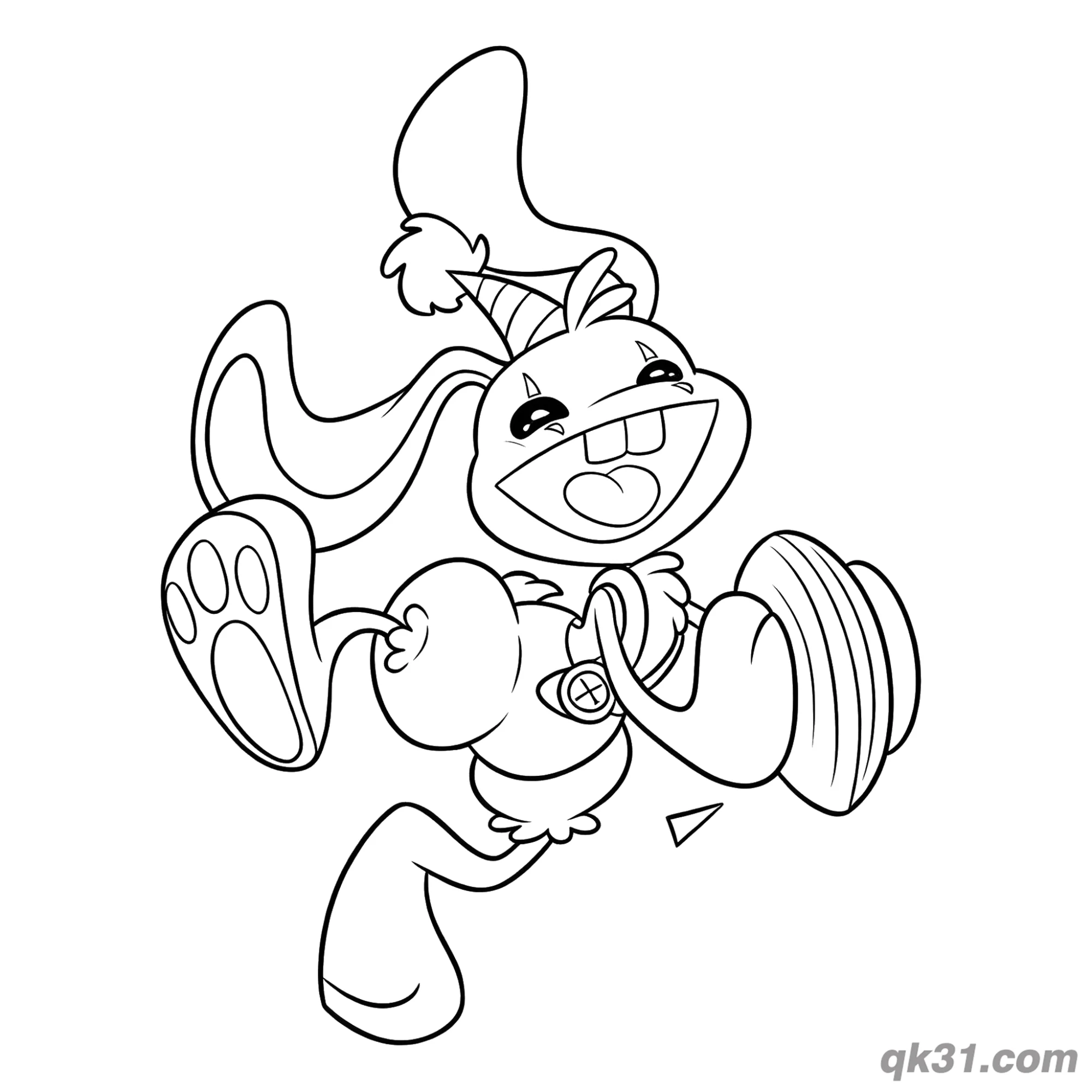 免费 调皮邦佐兔拿钹奔跑简笔画涂色页 简笔画涂色页