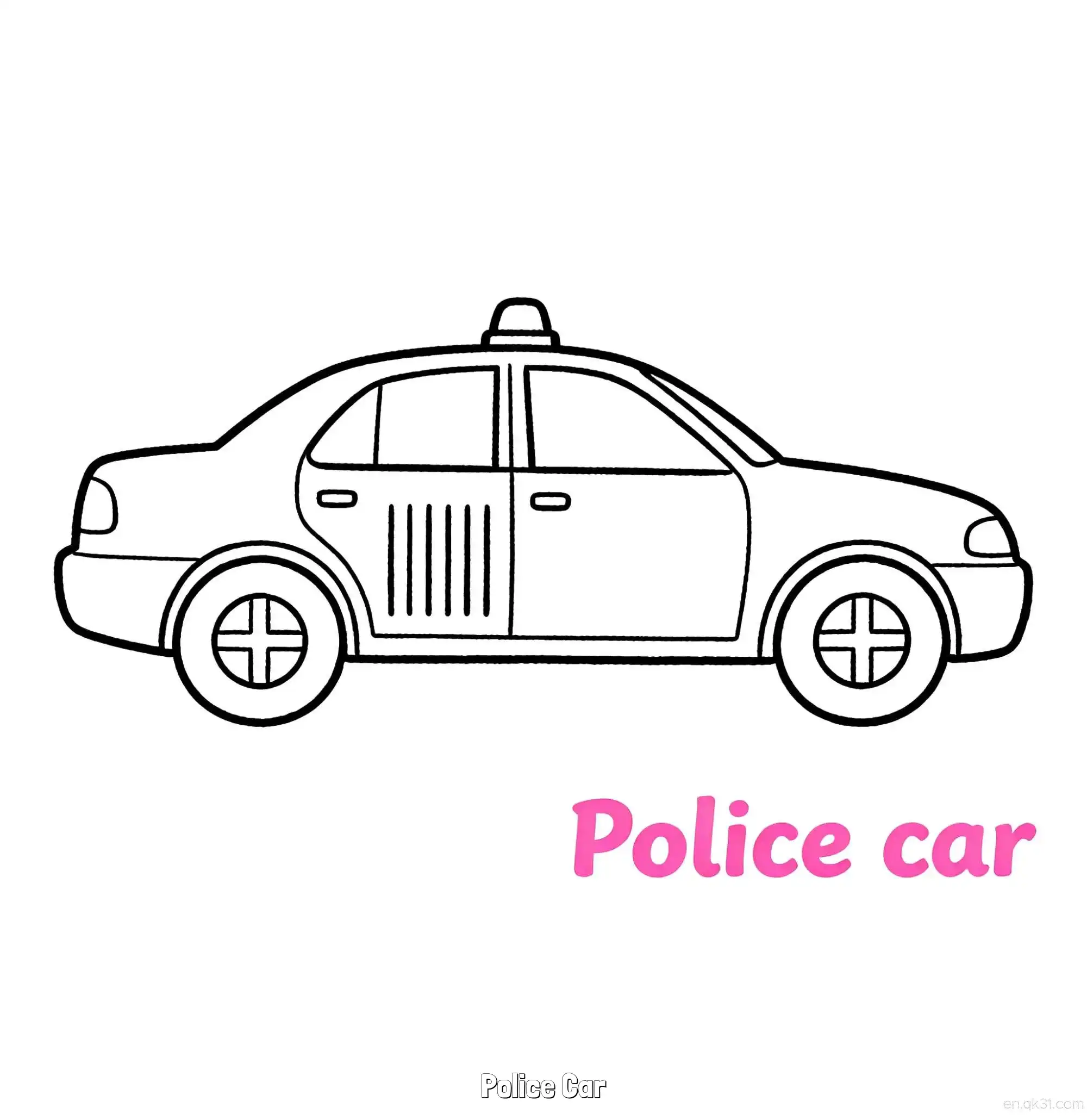 免费 美国警车 11简笔画 素描 涂鸦 - 免费可打印国外警车 下载PDF 简笔画涂色页