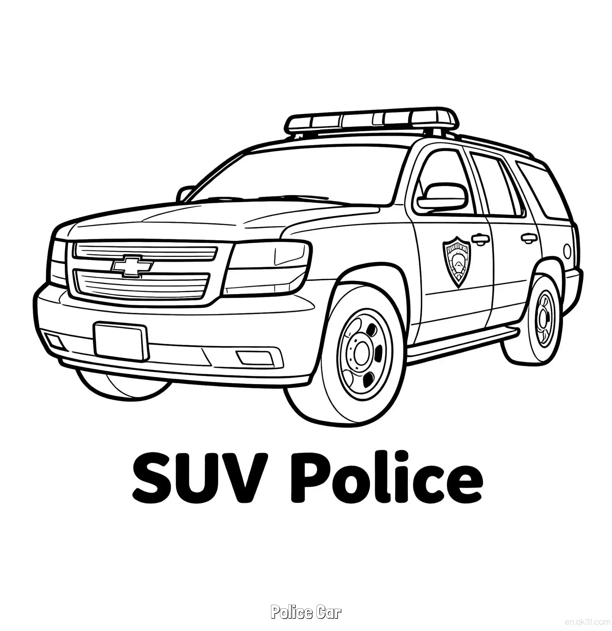 免费 美国警车 14简笔画 素描 涂鸦 - 免费可打印国外警车 下载PDF 简笔画涂色页