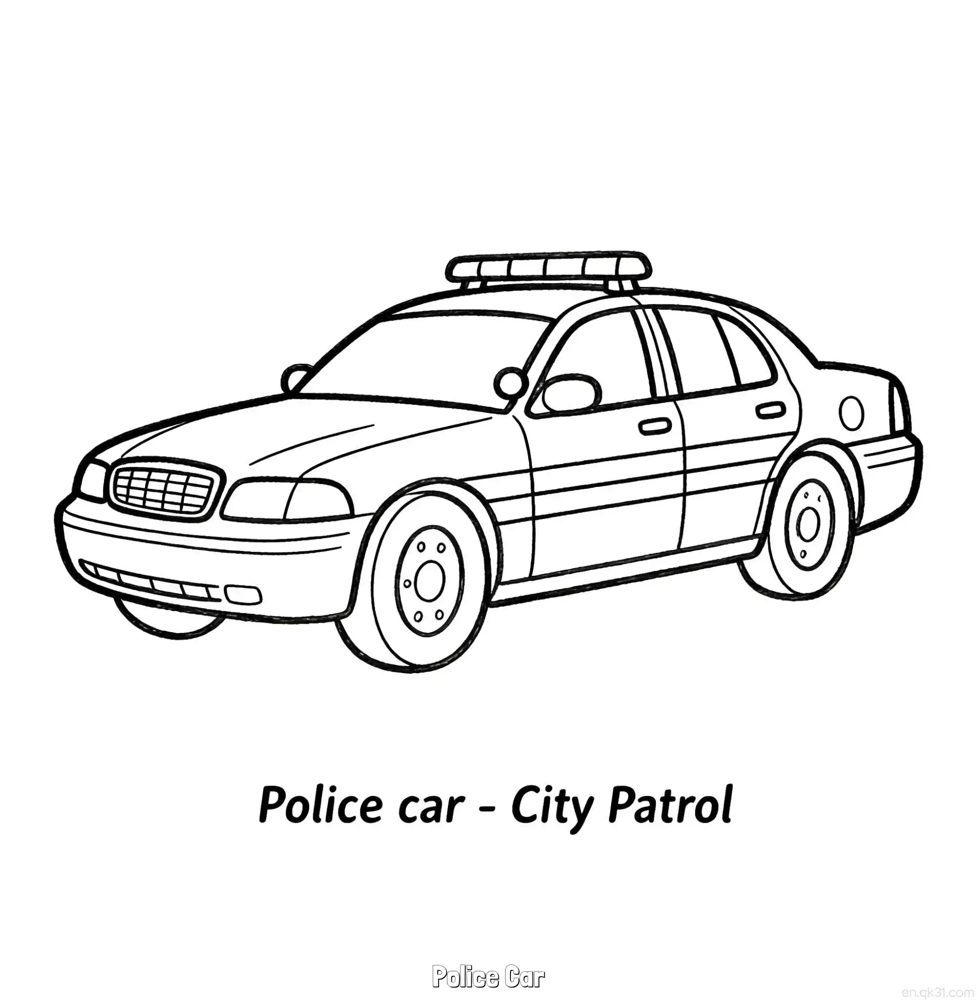 免费 美国警车 21简笔画 素描 涂鸦 - 免费可打印国外警车 下载PDF 简笔画涂色页