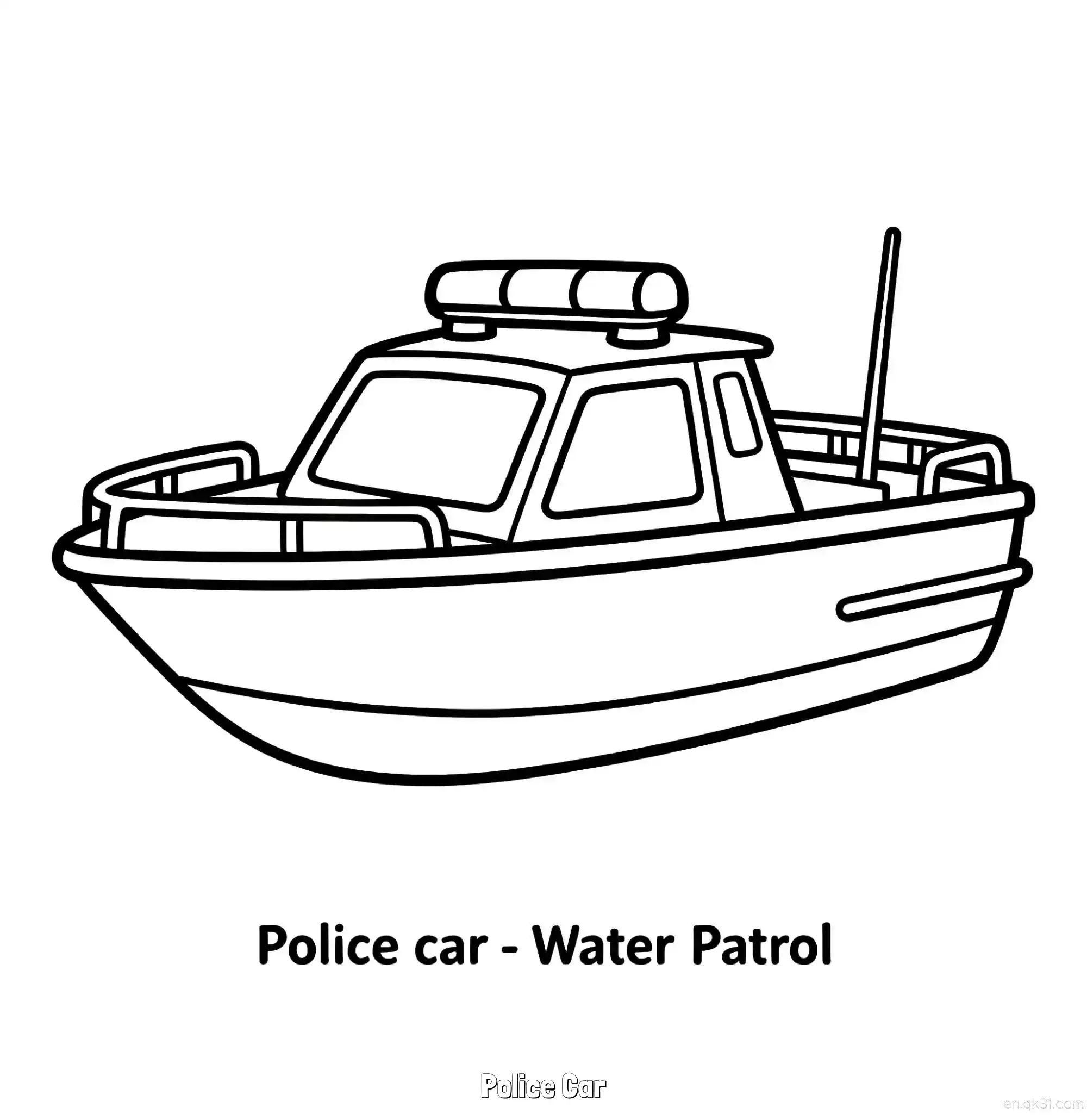免费 美国警车 24简笔画 素描 涂鸦 - 免费可打印国外警车 下载PDF 简笔画涂色页