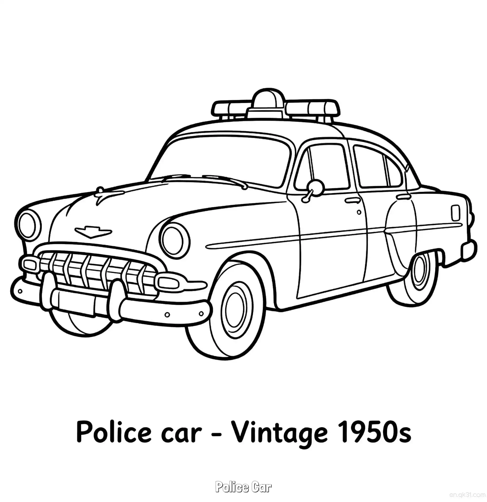 免费 美国警车 27简笔画 素描 涂鸦 - 免费可打印国外警车 下载PDF 简笔画涂色页