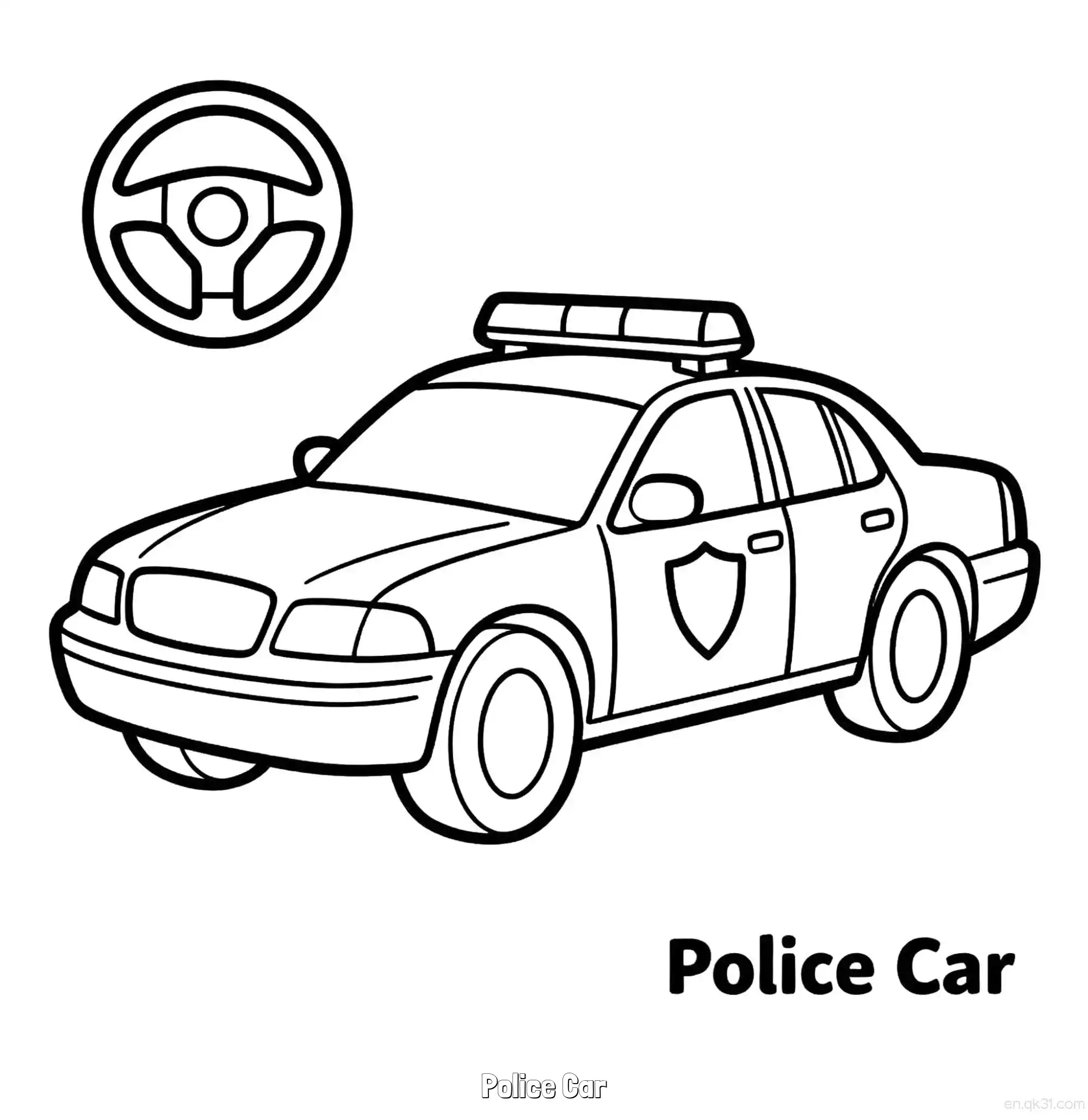 免费 美国警车 29简笔画 素描 涂鸦 - 免费可打印国外警车 下载PDF 简笔画涂色页