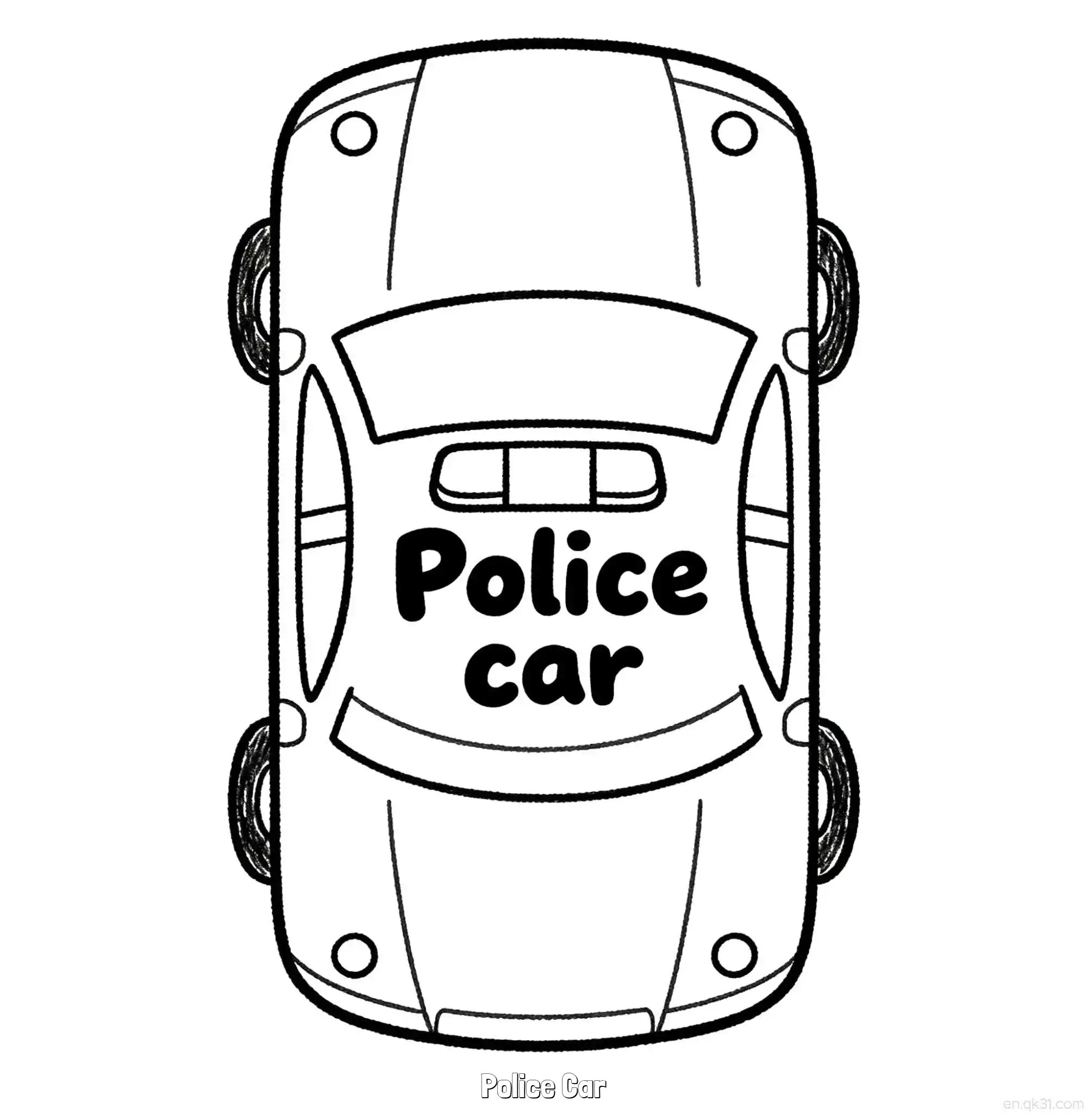 免费 美国警车 3简笔画 素描 涂鸦 - 免费可打印国外警车 下载PDF 简笔画涂色页
