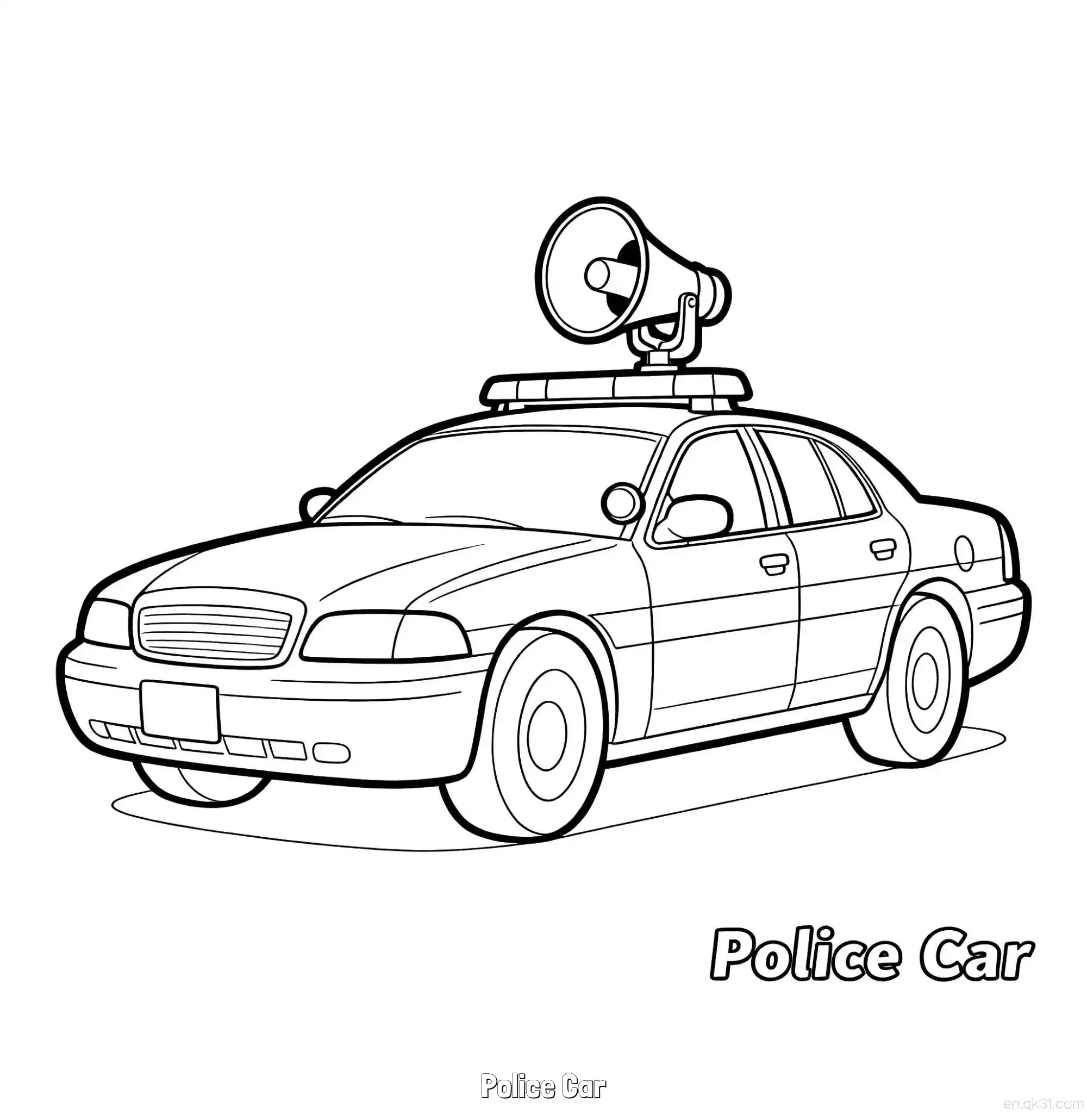 免费 美国警车 30简笔画 素描 涂鸦 - 免费可打印国外警车 下载PDF 简笔画涂色页