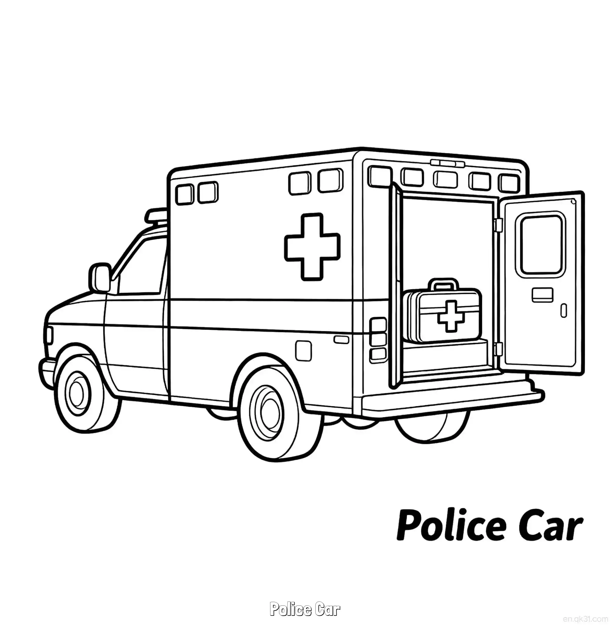 免费 美国警车 31简笔画 素描 涂鸦 - 免费可打印国外警车 下载PDF 简笔画涂色页