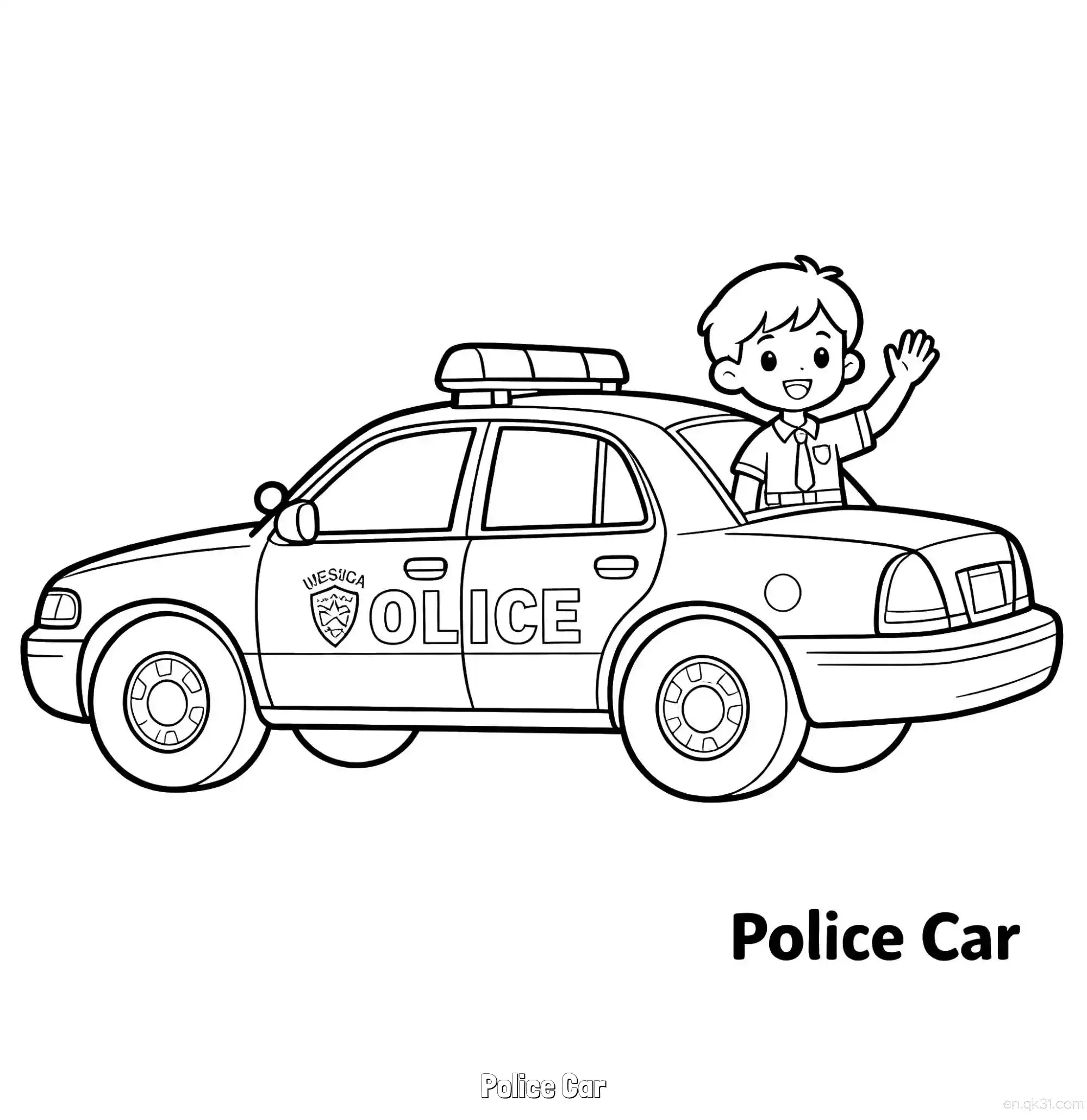 免费 美国警车 33简笔画 素描 涂鸦 - 免费可打印国外警车 下载PDF 简笔画涂色页