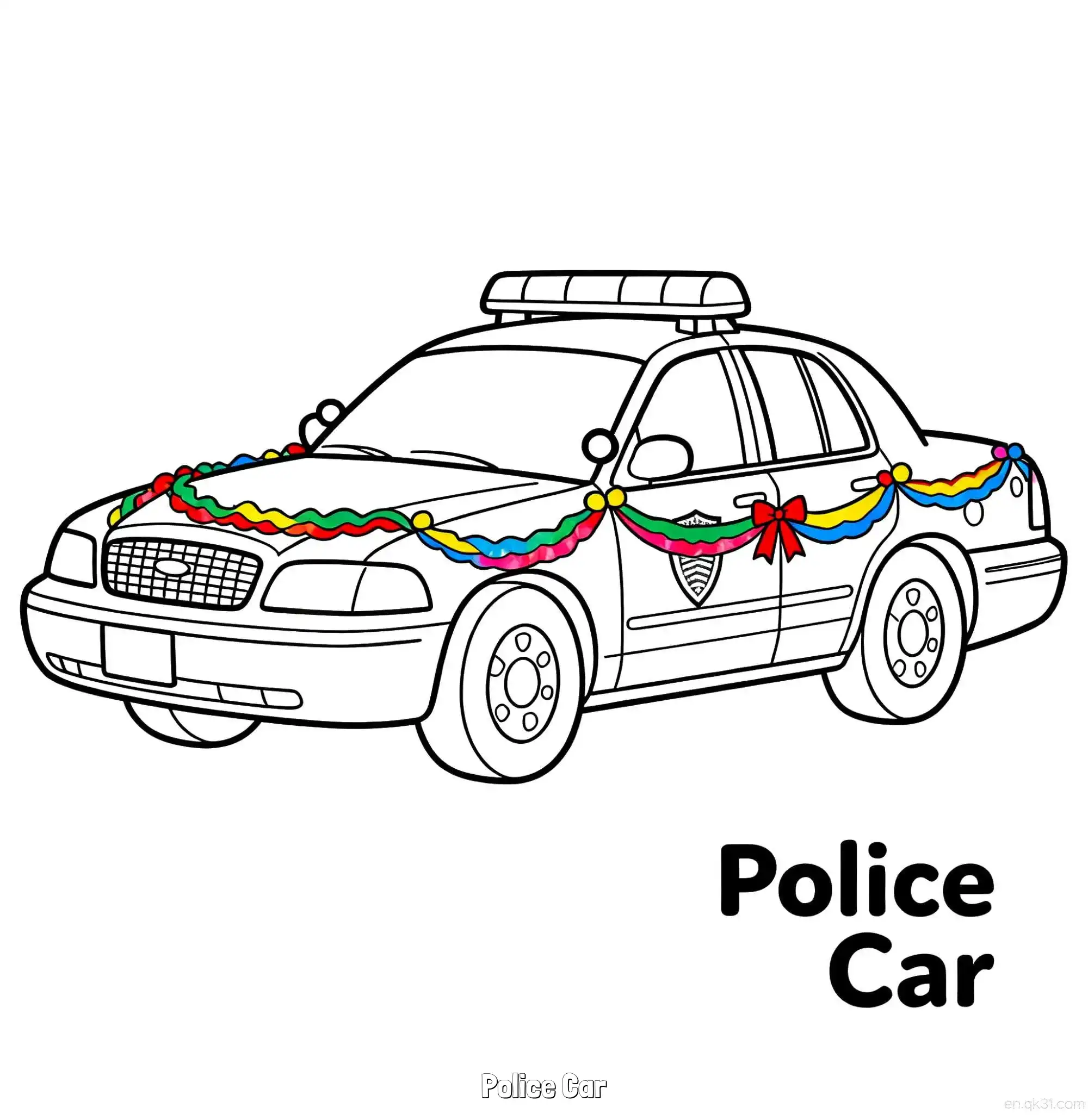 免费 美国警车 34简笔画 素描 涂鸦 - 免费可打印国外警车 下载PDF 简笔画涂色页