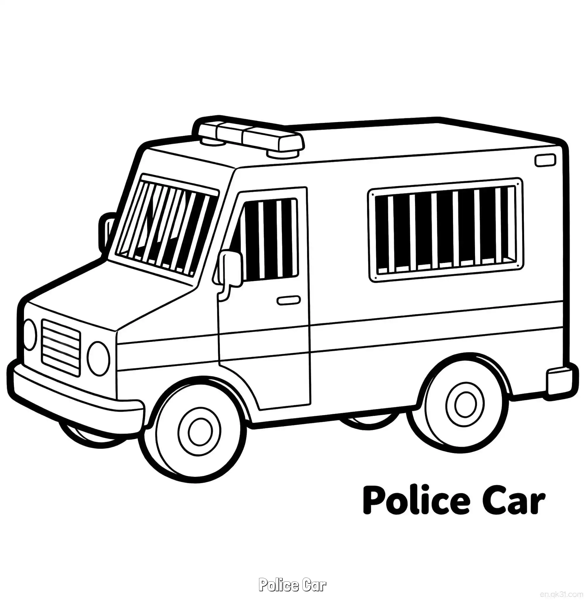 免费 美国警车 37简笔画 素描 涂鸦 - 免费可打印国外警车 下载PDF 简笔画涂色页