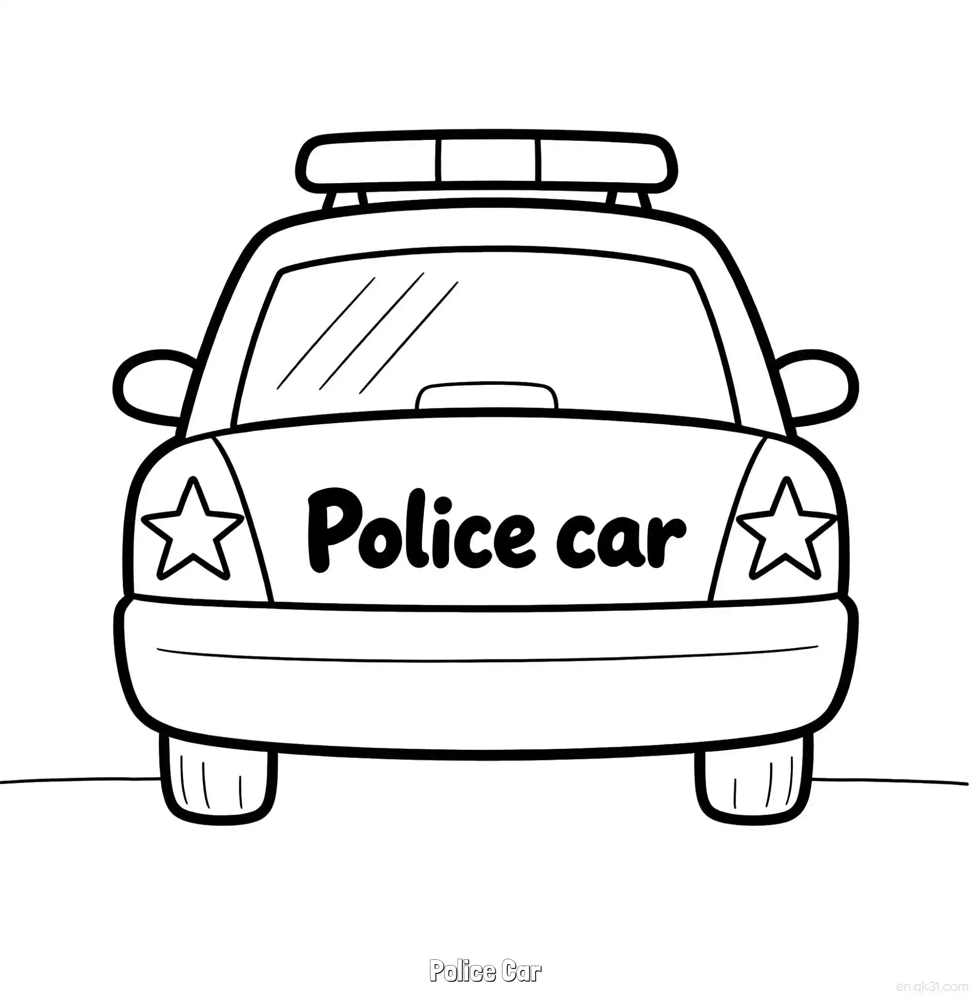 免费 美国警车 39简笔画 素描 涂鸦 - 免费可打印国外警车 下载PDF 简笔画涂色页