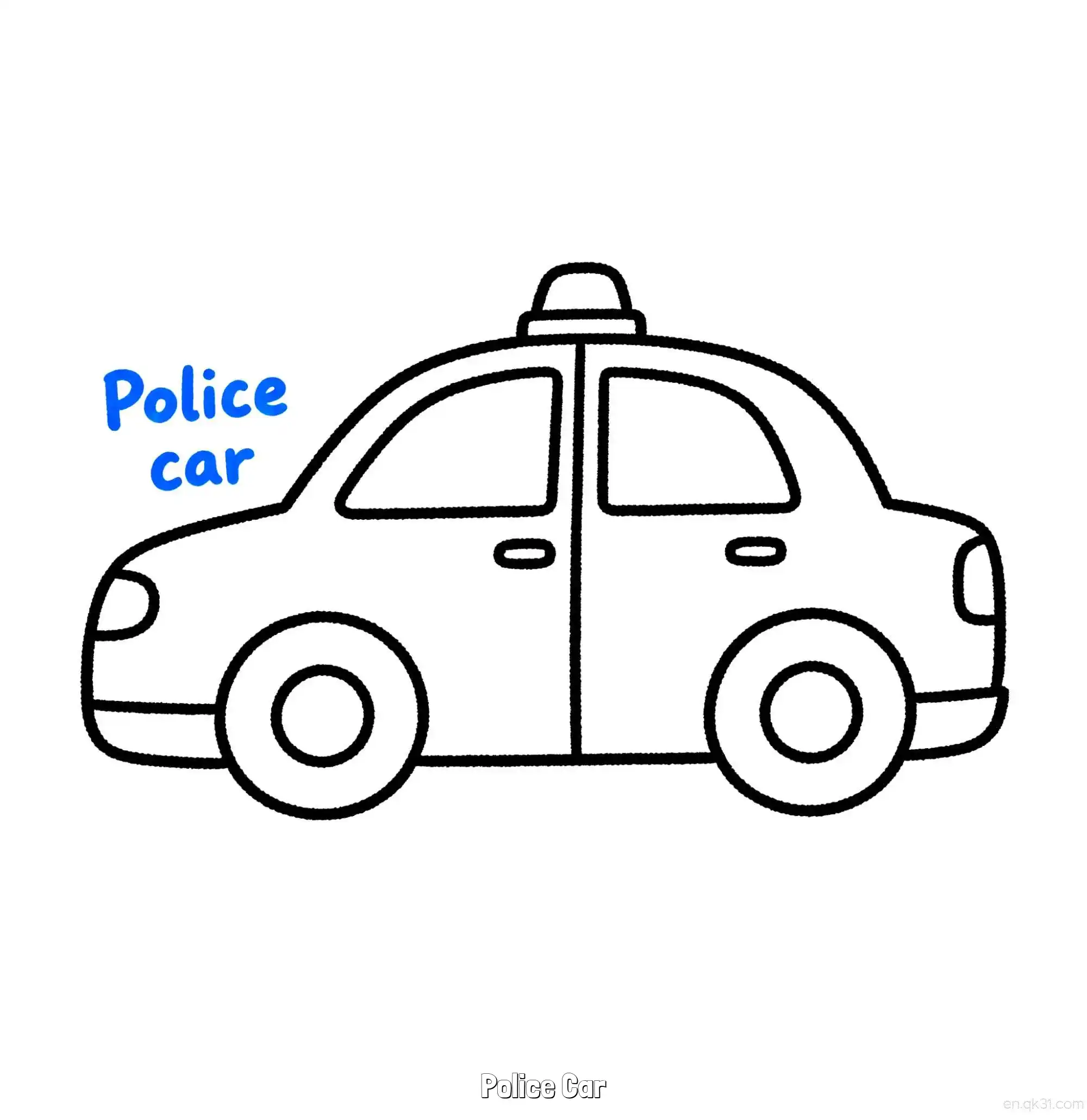 免费 美国警车 41简笔画 素描 涂鸦 - 免费可打印国外警车 下载PDF 简笔画涂色页