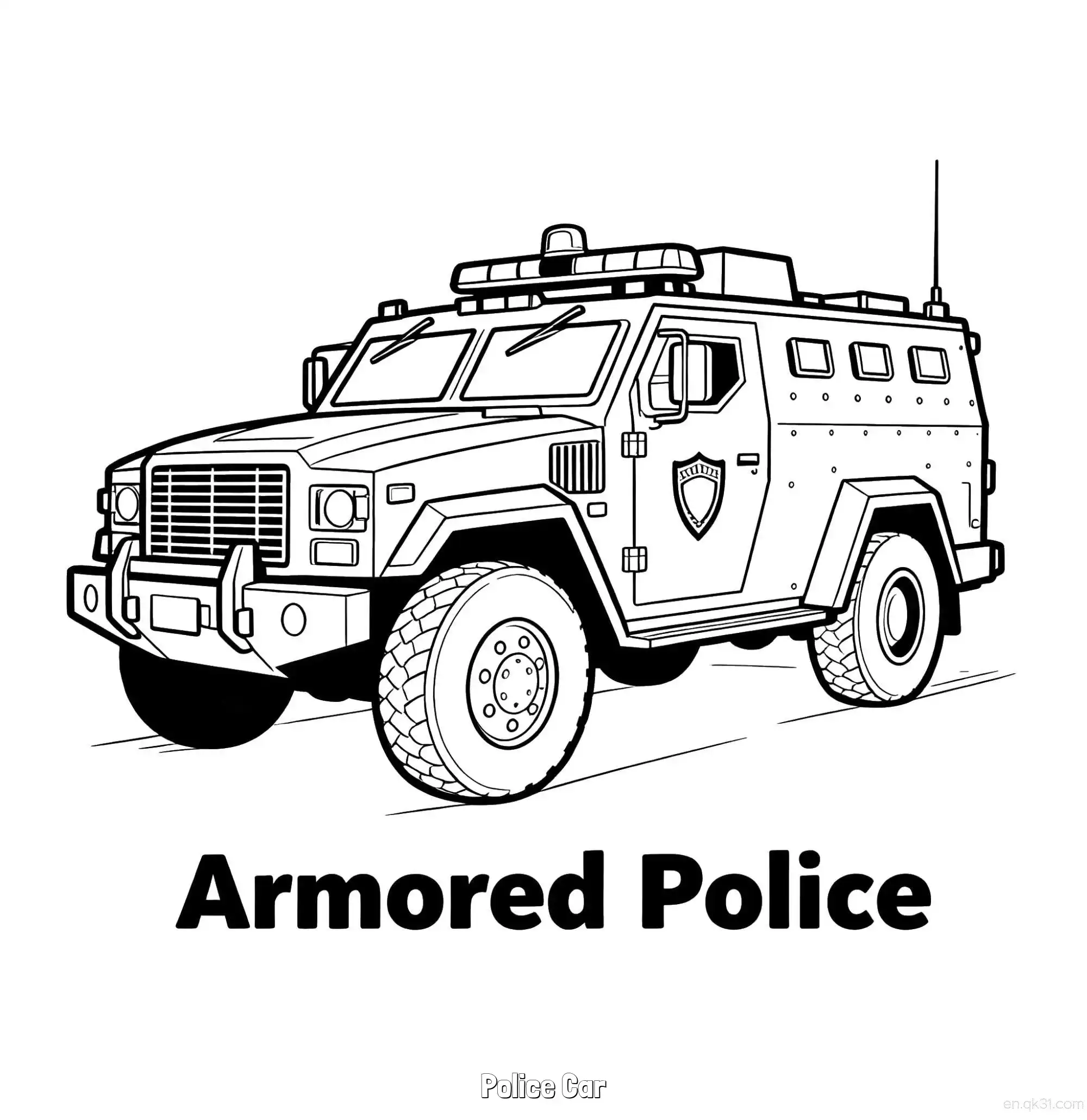 免费 美国警车 52简笔画 素描 涂鸦 - 免费可打印国外警车 下载PDF 简笔画涂色页