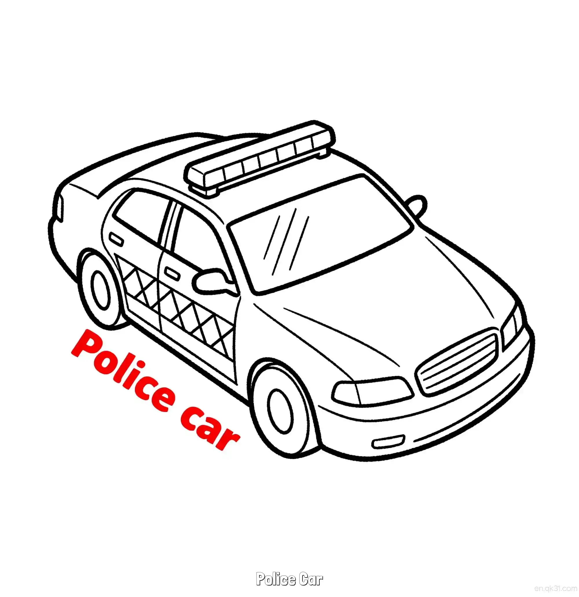 免费 美国警车 6简笔画 素描 涂鸦 - 免费可打印国外警车 下载PDF 简笔画涂色页