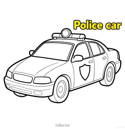 美国警车 8简笔画 素描 涂鸦 - 免费可打印国外警车 下载PDF – 免费可打印简笔画涂色画