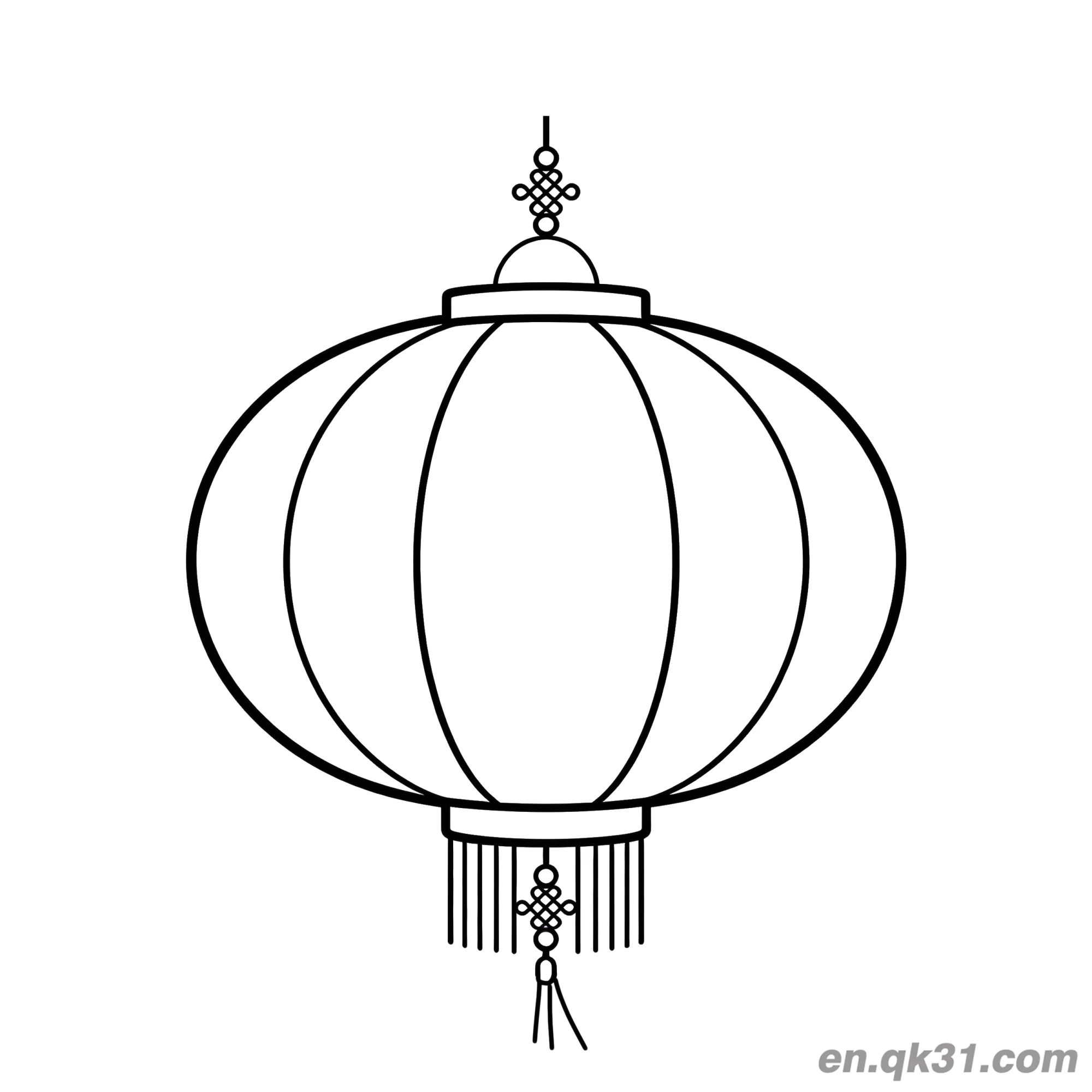免费 中国新年涂色页：灯笼和中国结 简笔画涂色页