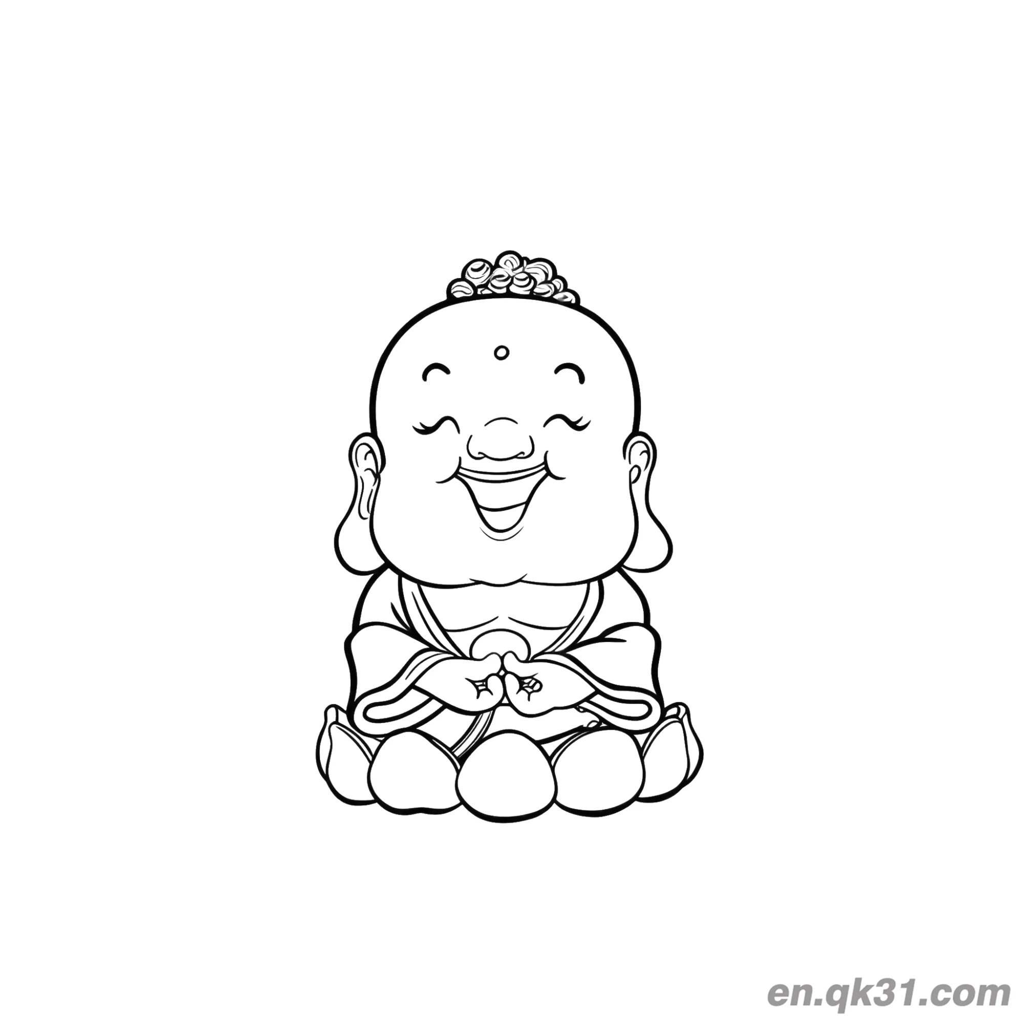 免费 中国新年涂色页：冥想小佛 简笔画涂色页