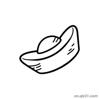 中国新年涂色页：传统金元宝 – 免费可打印简笔画涂色画