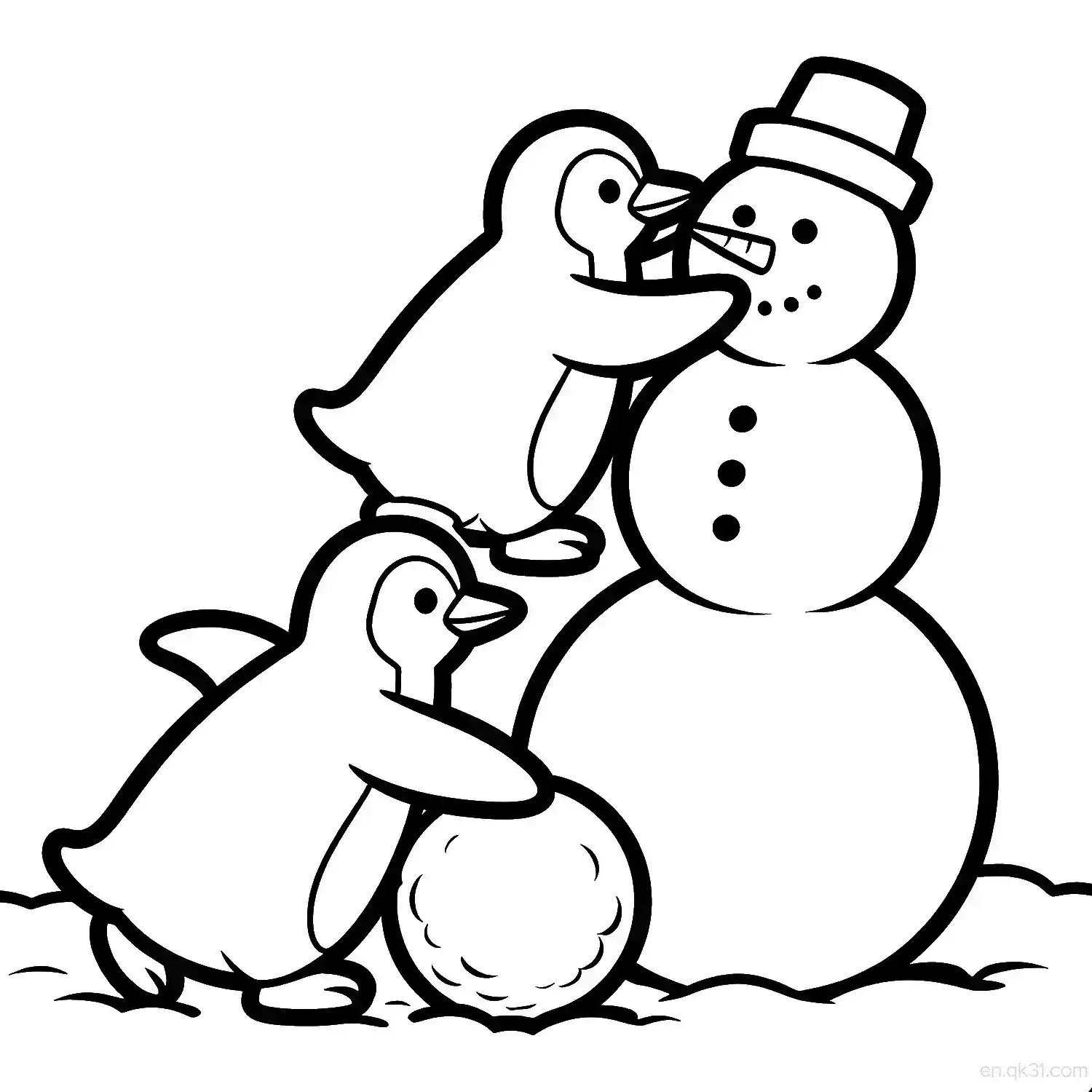免费 圣诞企鹅 4简笔画 素描 涂鸦 - 免费可打印圣诞节 下载PDF 简笔画涂色页