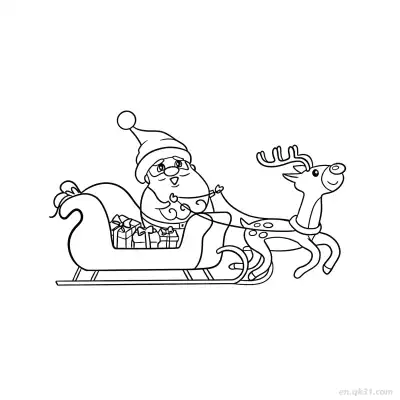装满礼物雪橇涂色页 – 免费可打印简笔画涂色画