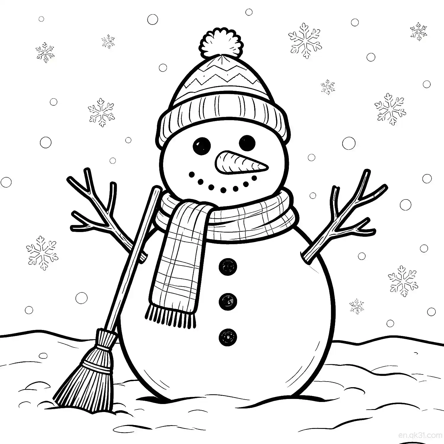 免费 雪人 1简笔画 素描 涂鸦 - 免费可打印圣诞节 下载PDF 简笔画涂色页