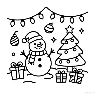 雪人 10简笔画 素描 涂鸦 - 免费可打印圣诞节 下载PDF – 免费可打印简笔画涂色画