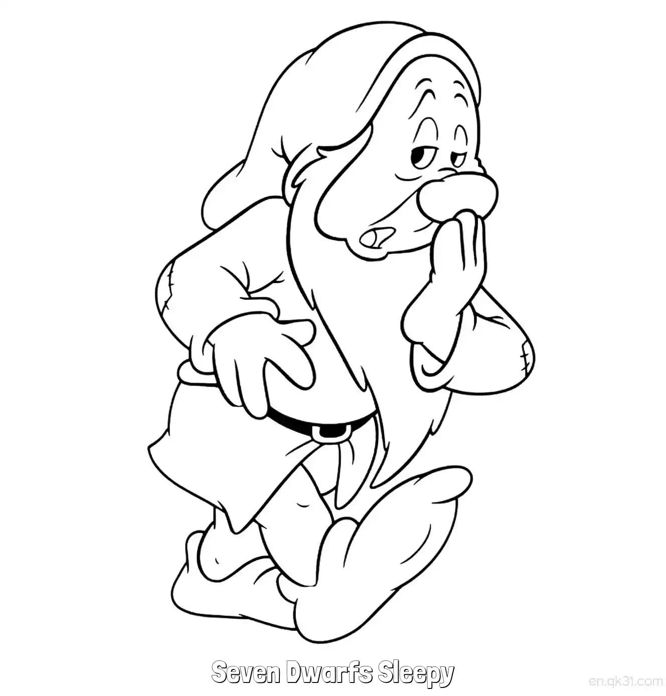 免费 瞌睡虫小矮人打哈欠简笔画涂色页 简笔画涂色页
