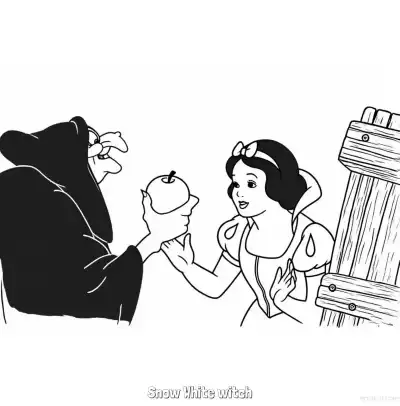 白雪公主故事中的邪恶巫婆简笔画涂色页 – 免费可打印简笔画涂色画
