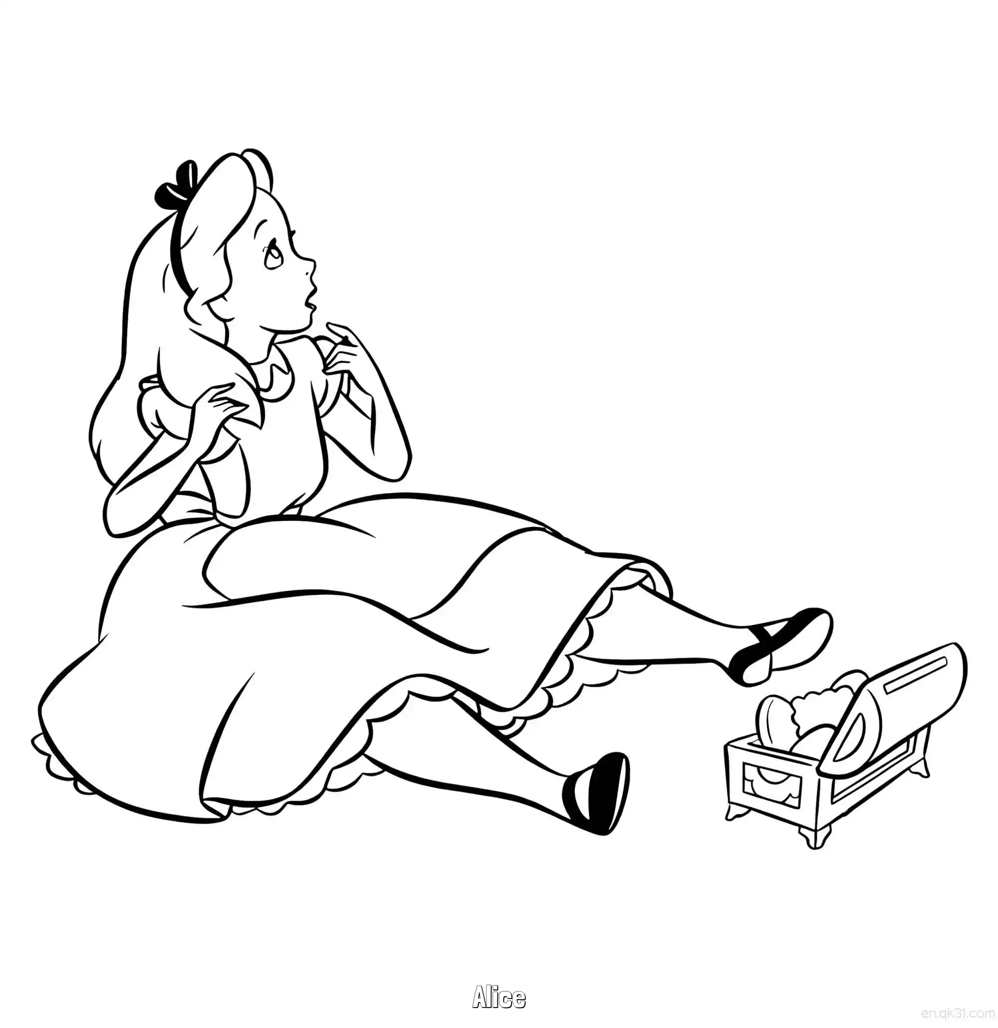 免费 爱丽丝 简笔画 素描 涂鸦 - 免费可打印爱丽丝梦游仙境 下载PDF 简笔画涂色页