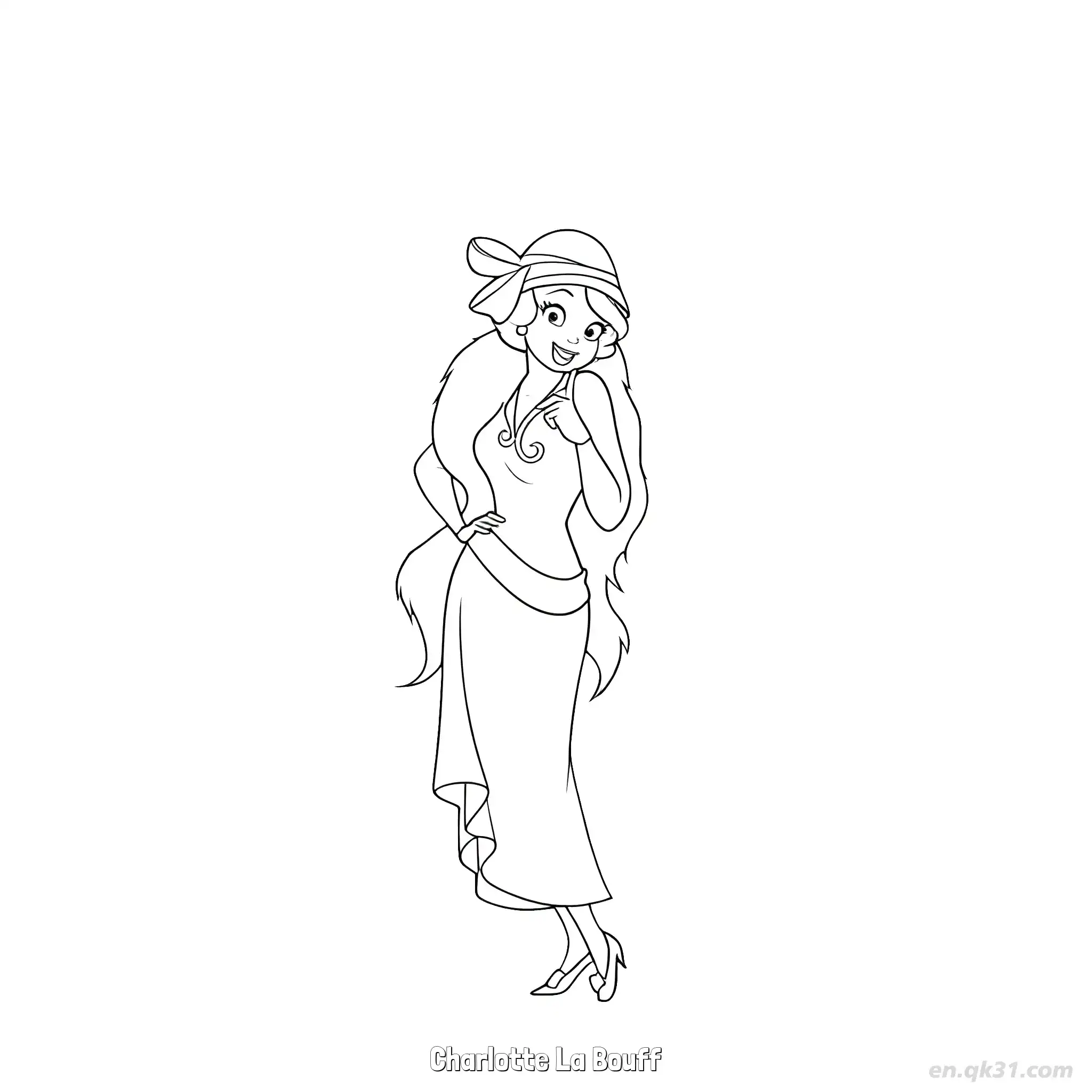 免费 夏洛特·拉布夫 2简笔画 素描 涂鸦 - 免费可打印迪士尼 公主和青蛙 下载PDF 简笔画涂色页