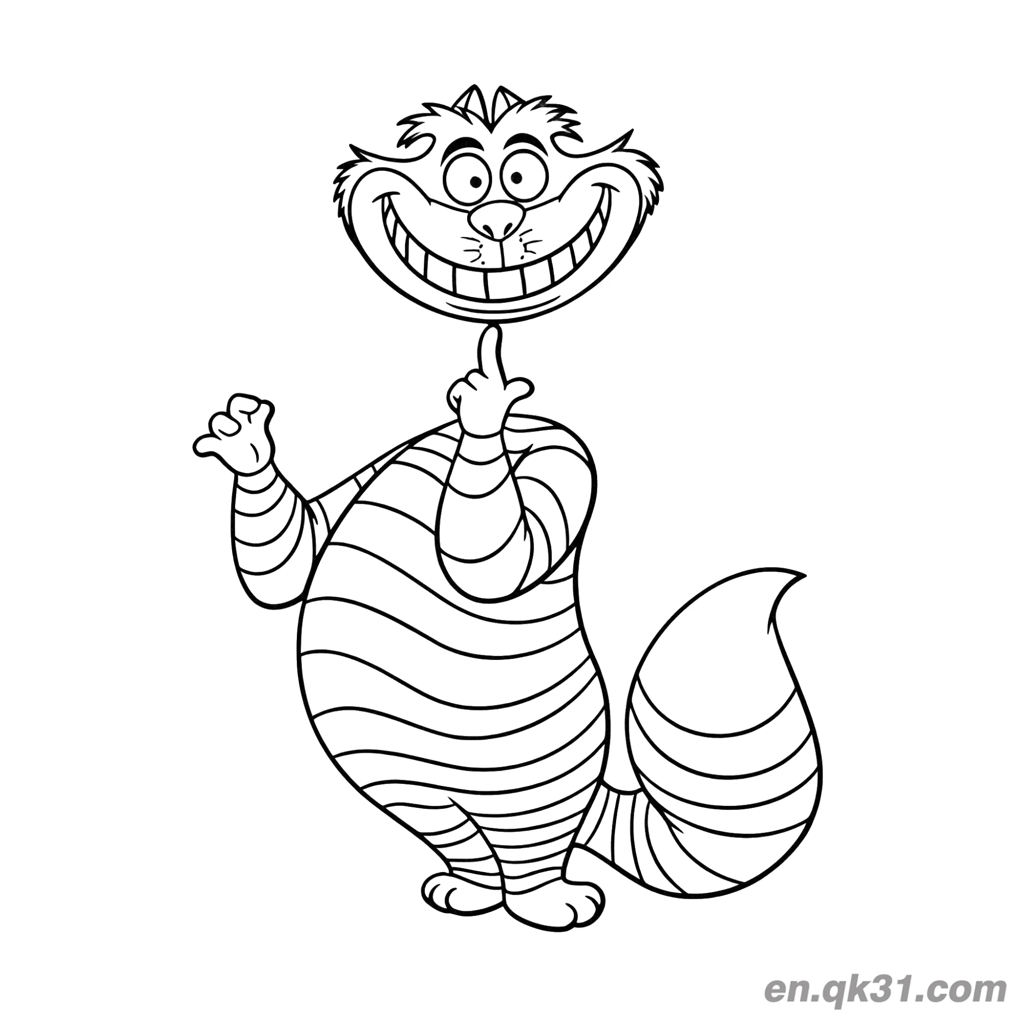 免费 柴郡猫指尖顶头涂色页 简笔画涂色页