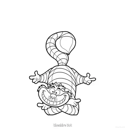 柴郡猫 简笔画 素描 涂鸦 - 免费可打印爱丽丝梦游仙境 下载PDF – 免费可打印简笔画涂色画