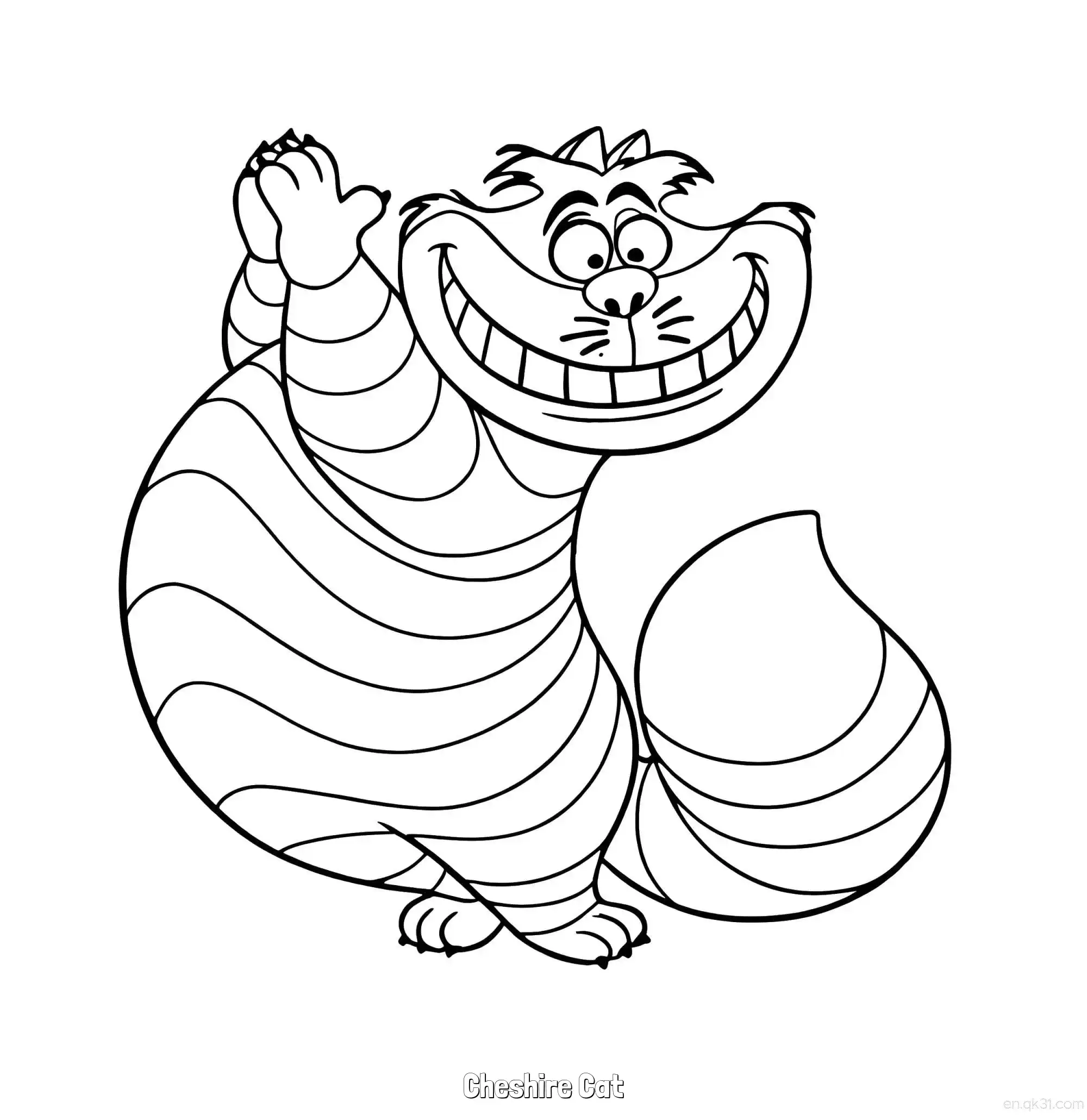免费 柴郡猫 1简笔画 素描 涂鸦 - 免费可打印爱丽丝梦游仙境 下载PDF 简笔画涂色页
