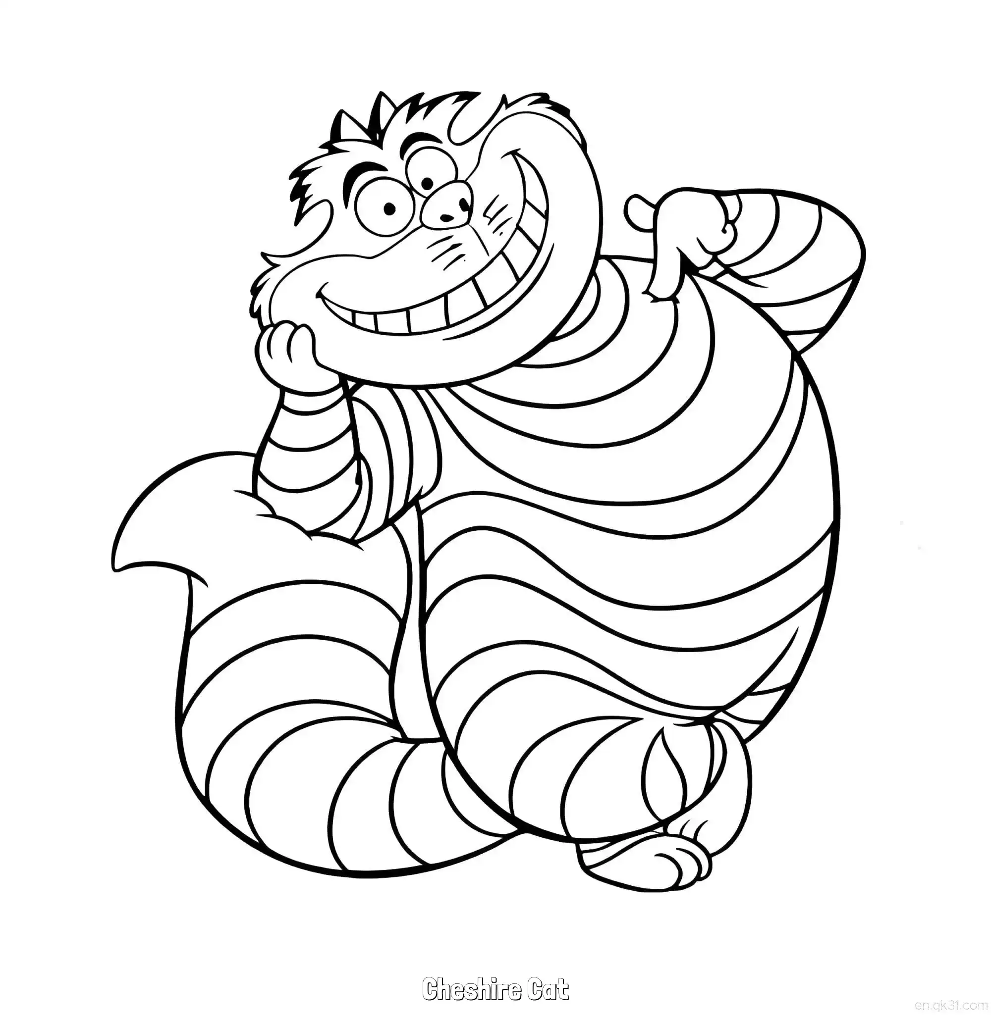 免费 柴郡猫 10简笔画 素描 涂鸦 - 免费可打印爱丽丝梦游仙境 下载PDF 简笔画涂色页
