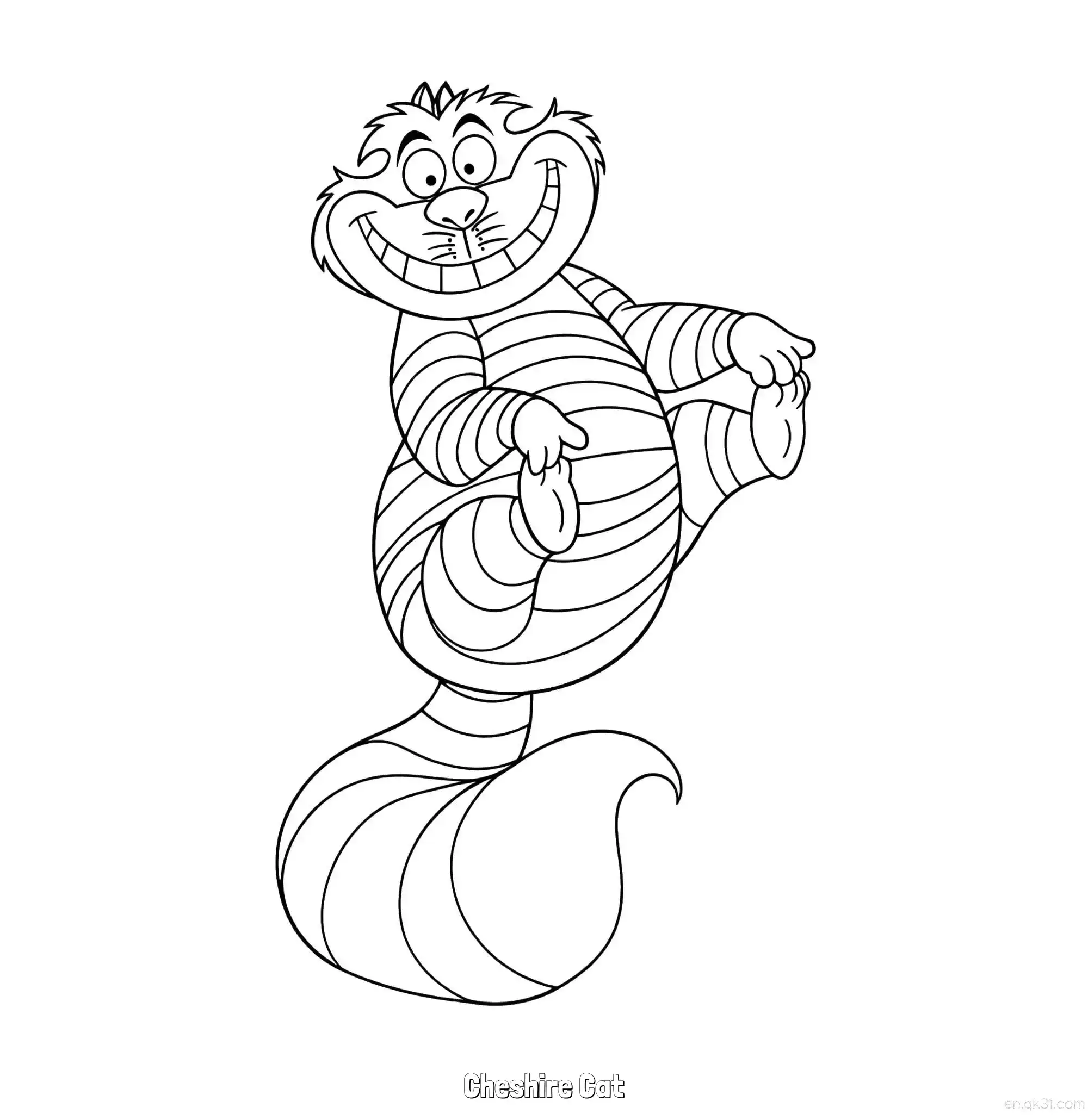免费 柴郡猫 2简笔画 素描 涂鸦 - 免费可打印爱丽丝梦游仙境 下载PDF 简笔画涂色页