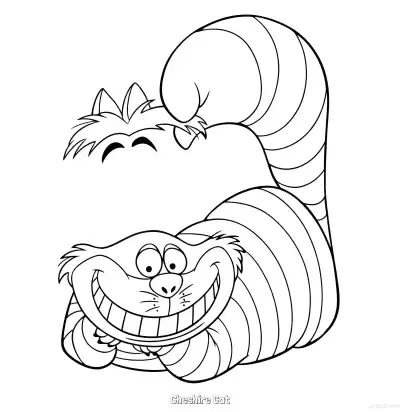柴郡猫 7简笔画 素描 涂鸦 - 免费可打印爱丽丝梦游仙境 下载PDF – 免费可打印简笔画涂色画