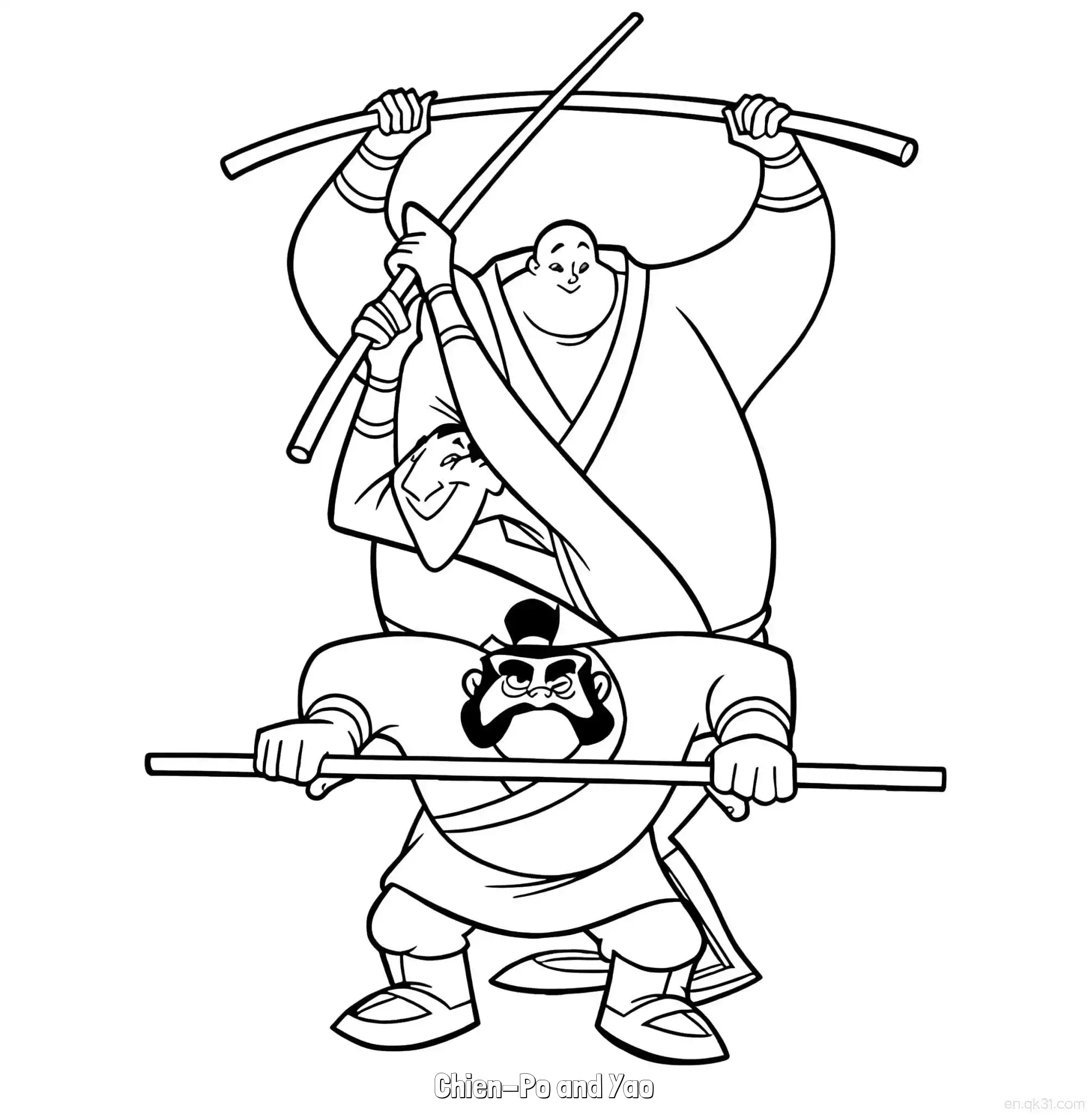 免费 金宝和阿尧 1简笔画 素描 涂鸦 - 免费可打印花木兰 下载PDF 简笔画涂色页