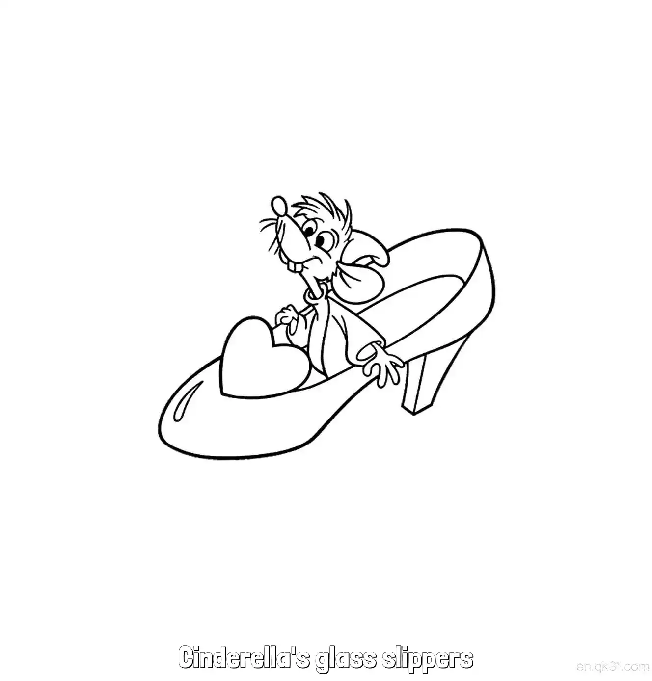 免费 小老鼠在灰姑娘水晶鞋里简笔画涂色页 简笔画涂色页